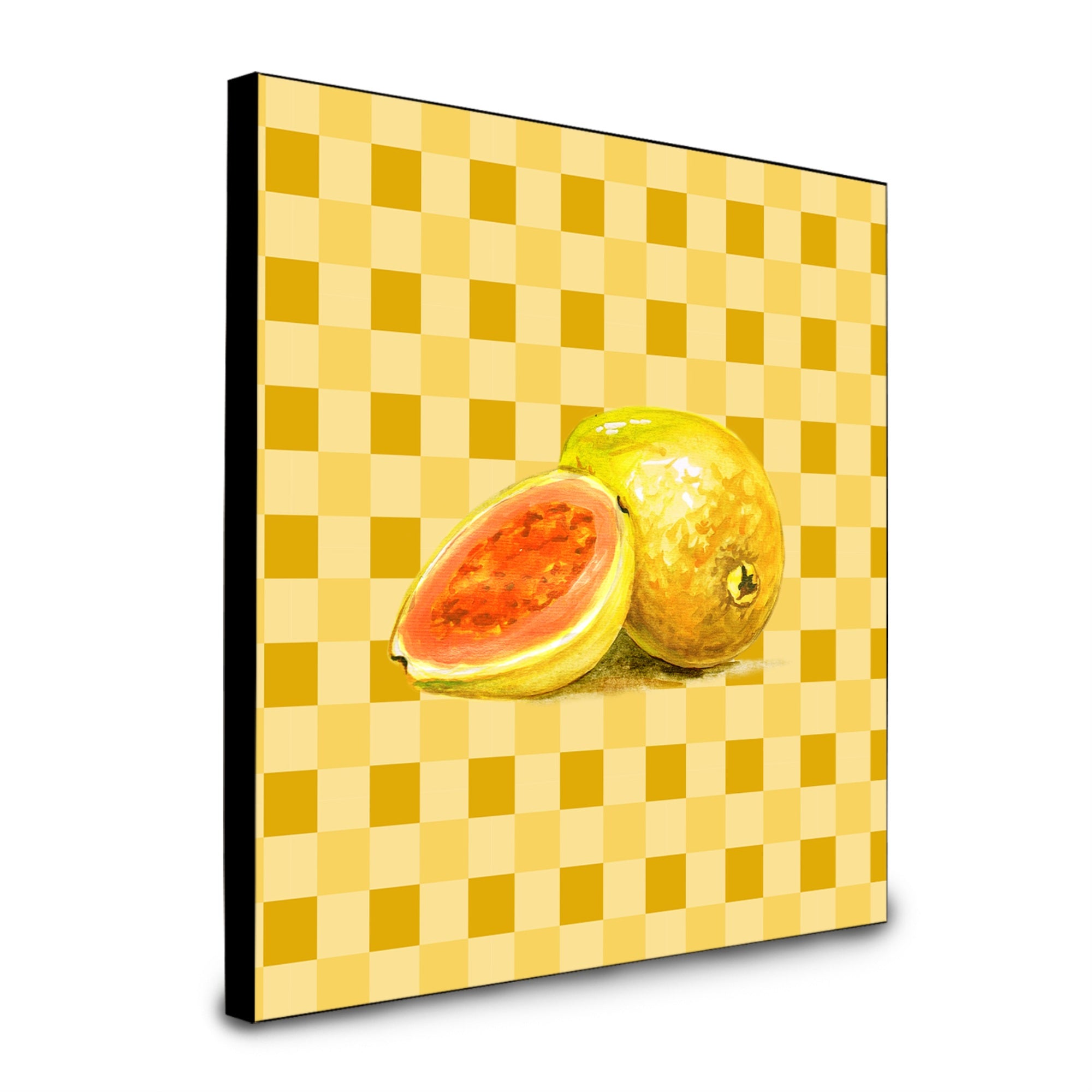 Caroline'S Treasures Guava Sliced And Whole On Basketweave Artwork Panel Wall-Decor, Multicolor