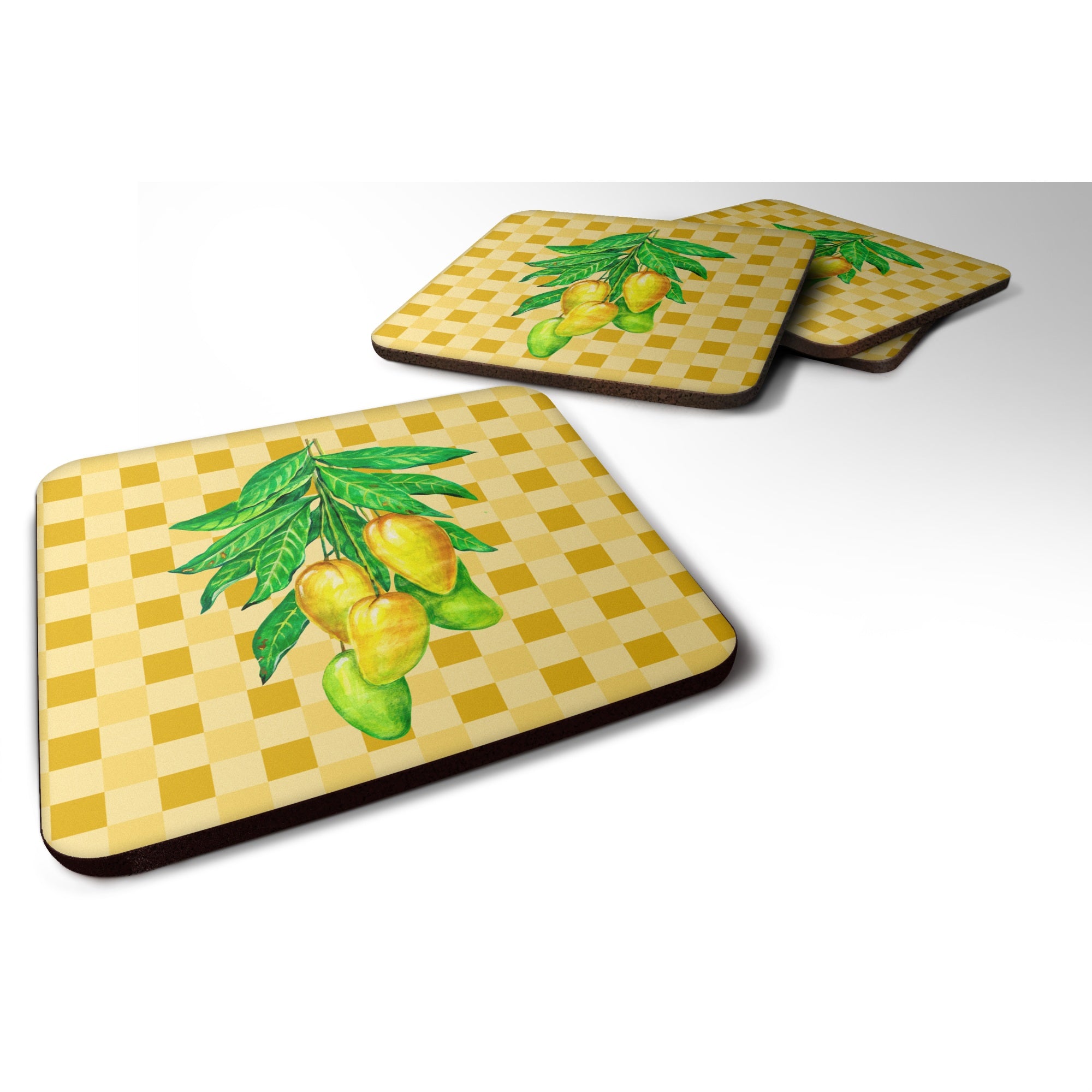 Caroline'S Treasures Mangos On Branch On Basketweave Decorative Coasters, 3.5, Multicolor