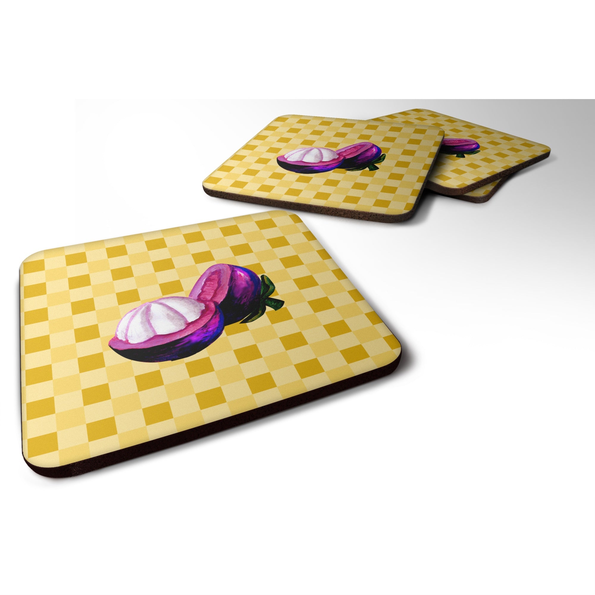 Caroline'S Treasures Mangosteen Sliced On Basketweave Decorative Coasters, 3.5, Multicolor