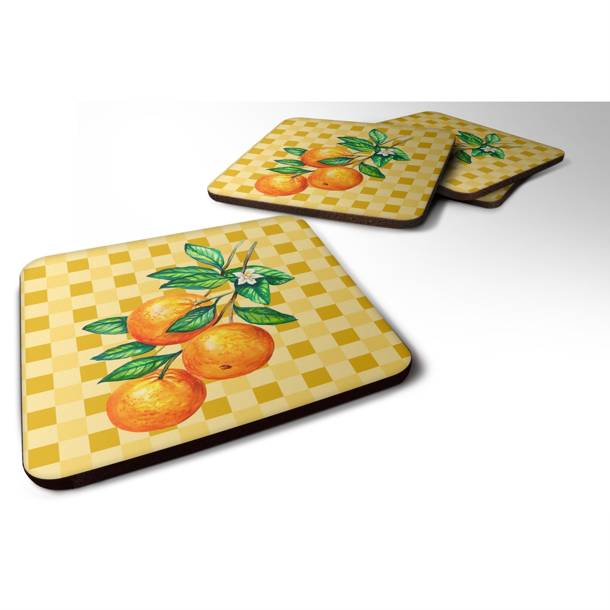 Caroline'S Treasures Oranges On Branch On Basketweave Decorative Coasters, 3.5, Multicolor