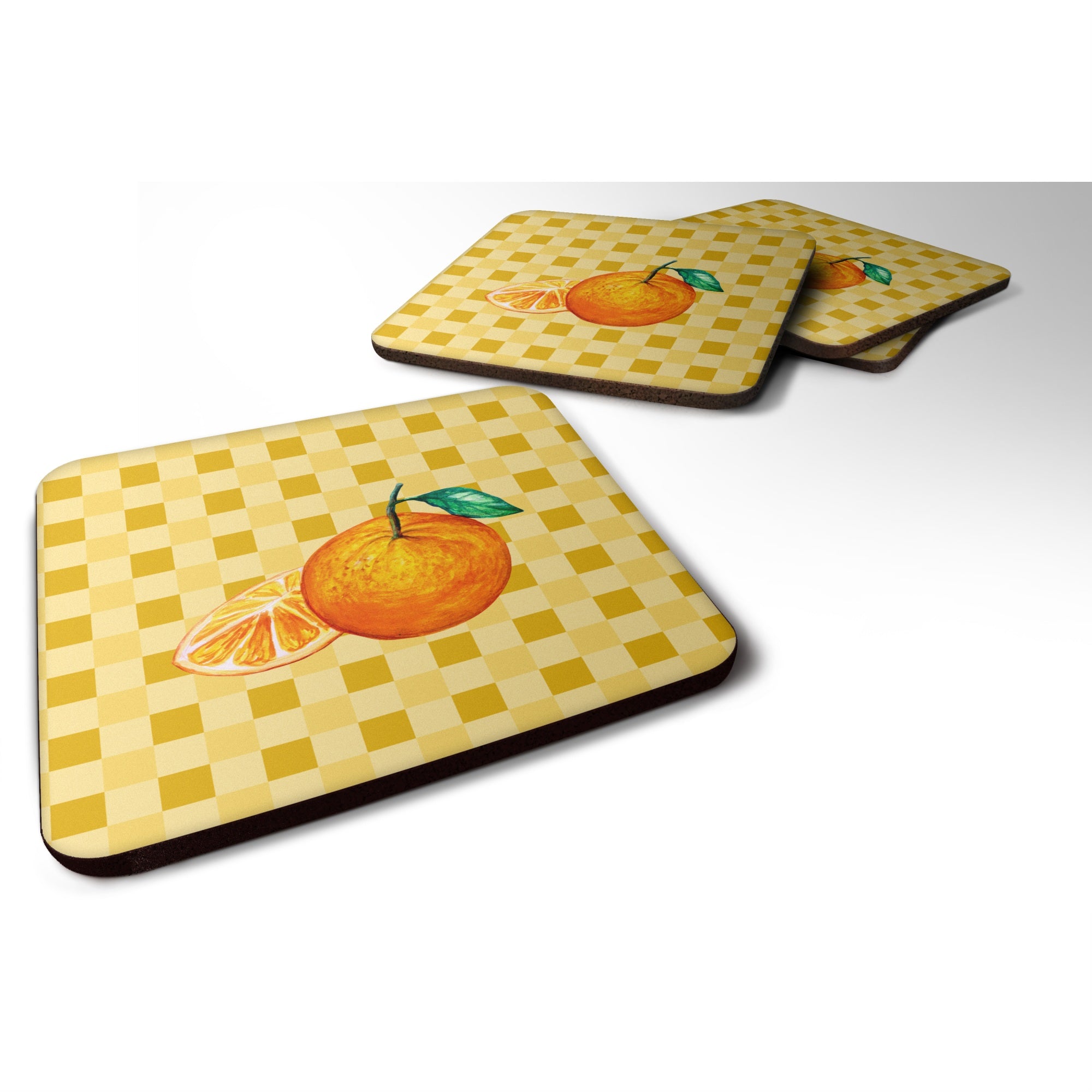 Caroline'S Treasures Oranges And Slice On Basketweave Decorative Coasters, 3.5, Multicolor