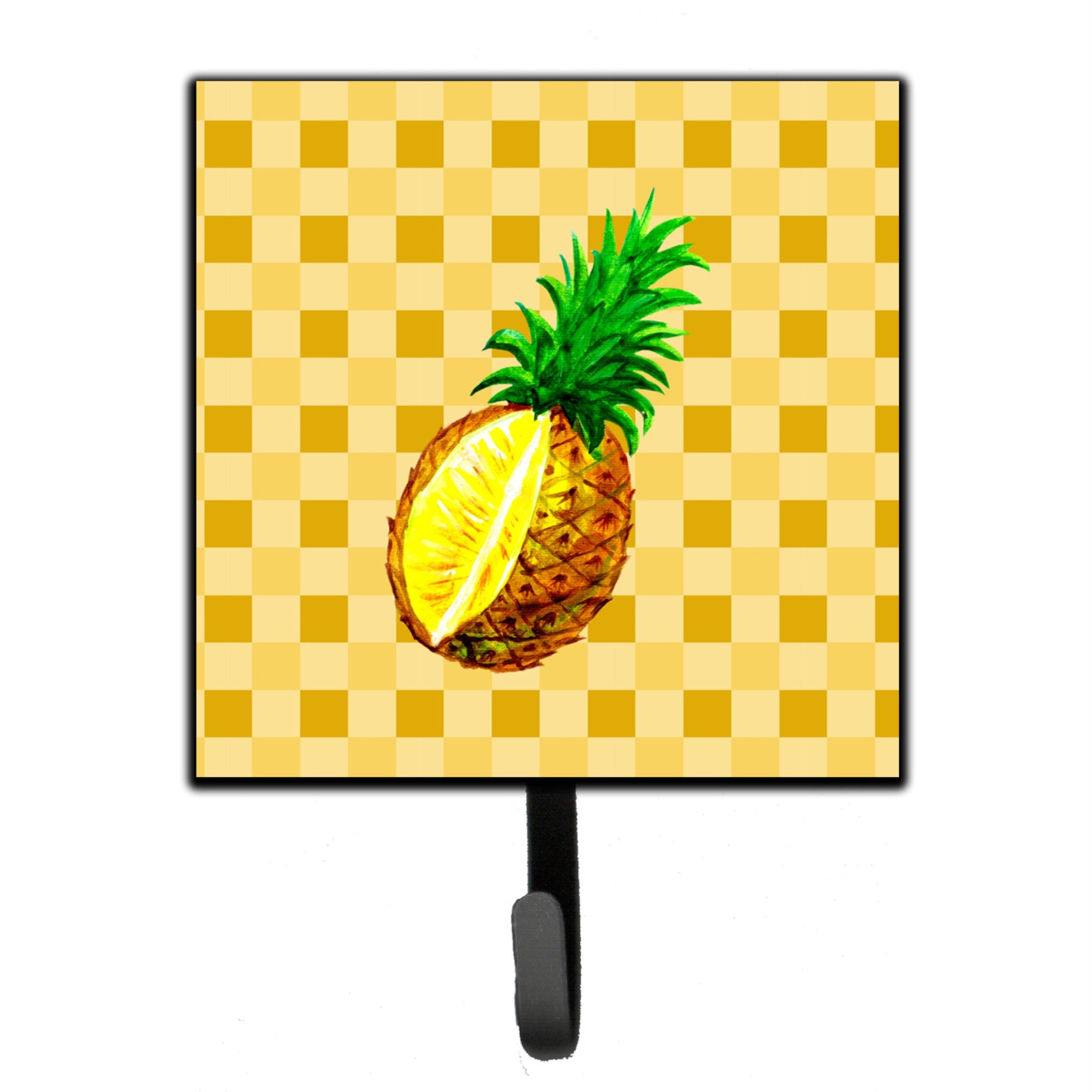 Caroline'S Treasures Whole Pineapple Cut On Basketweave Wall Hook, Small, Multicolor