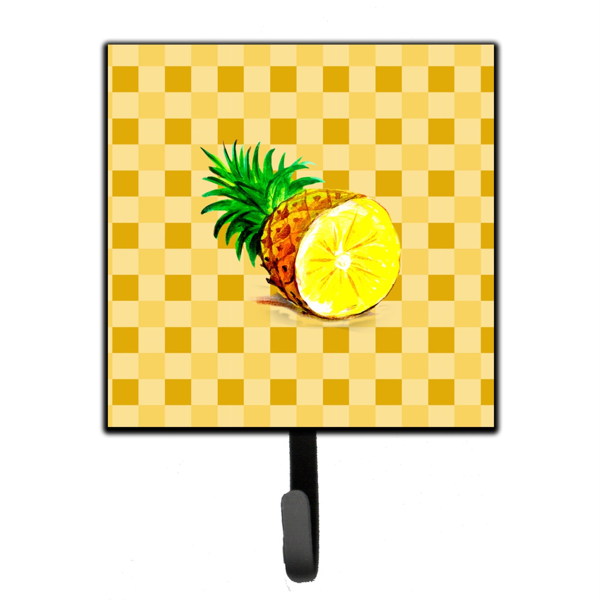Caroline'S Treasures Top Of Pineapple Cut On Basketweave Wall Hook, Small, Multicolor