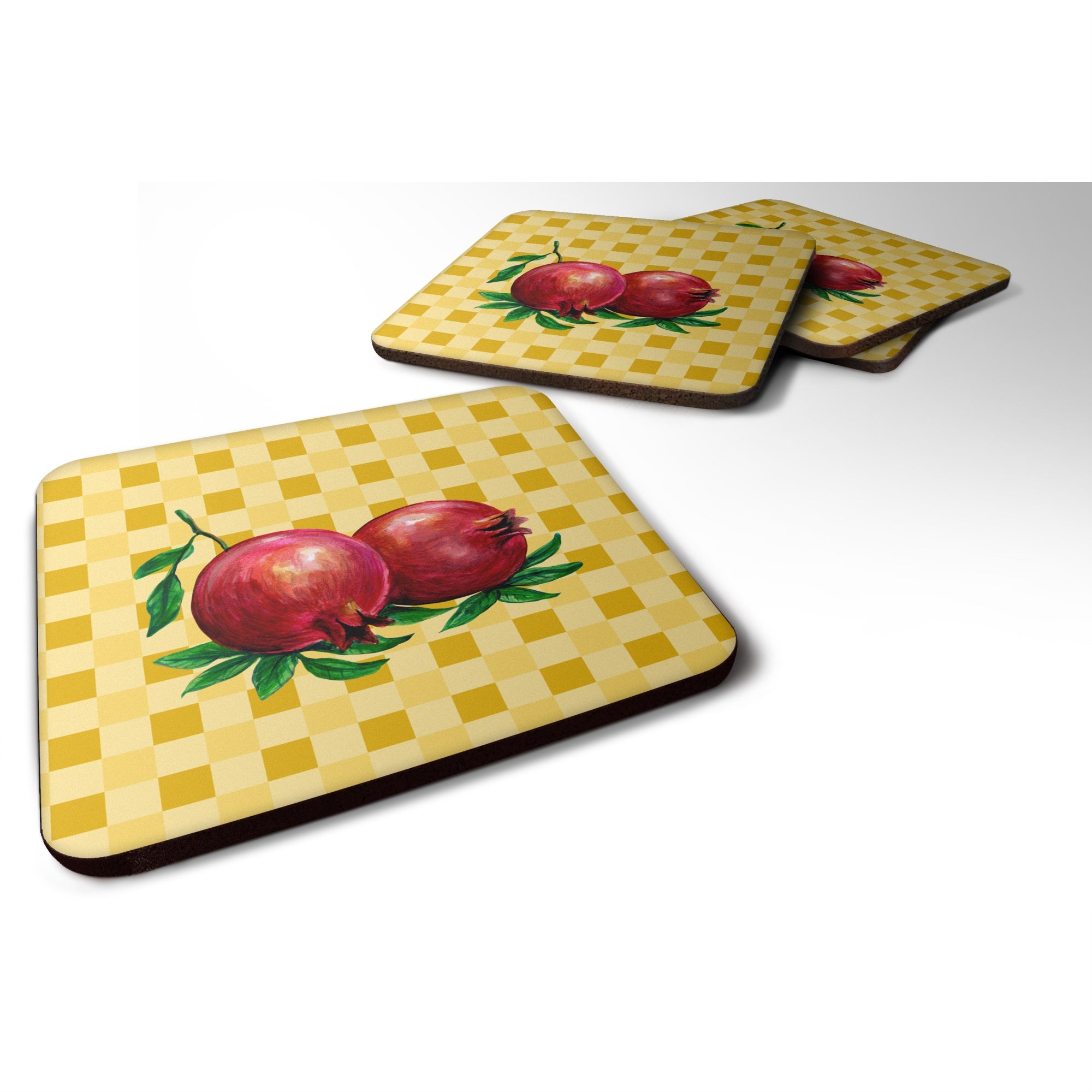 Caroline'S Treasures Whole Pomegranates On Basketweave Decorative Coasters, 3.5, Multicolor