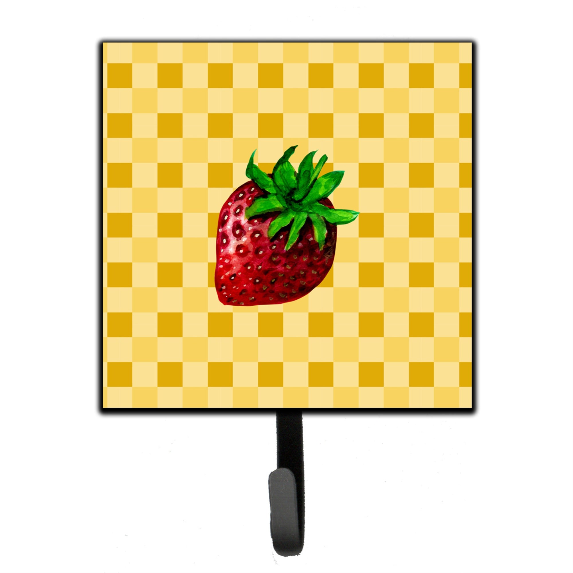 Caroline'S Treasures Strawberry On Basketweave Wall Hook, Small, Multicolor