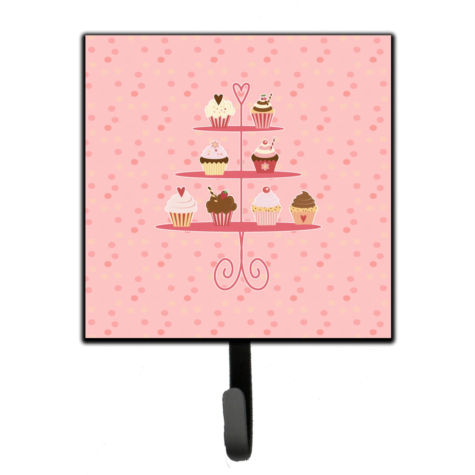 Caroline'S Treasures Cupcakes 3 Tier Pink Wall Hook, Small, Multicolor