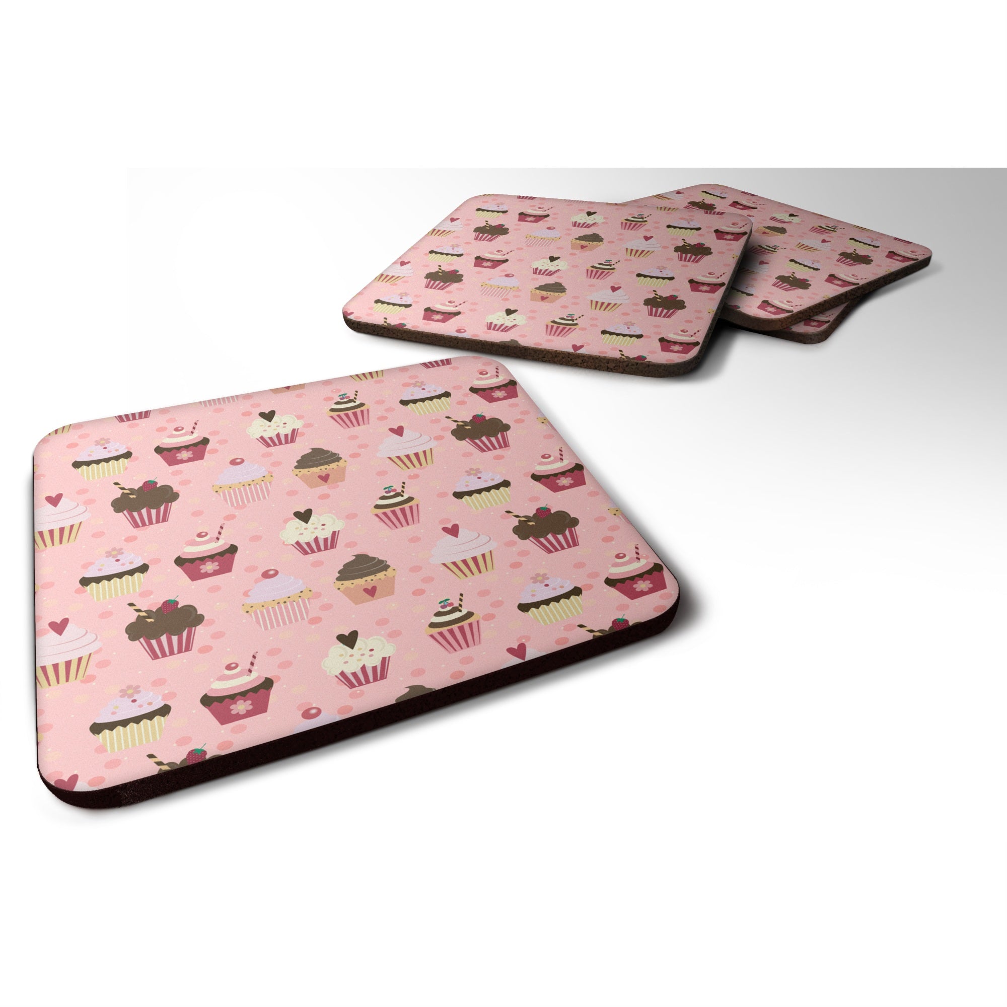Caroline'S Treasures Cupcakes On Pink Decorative Coasters, 3.5, Multicolor