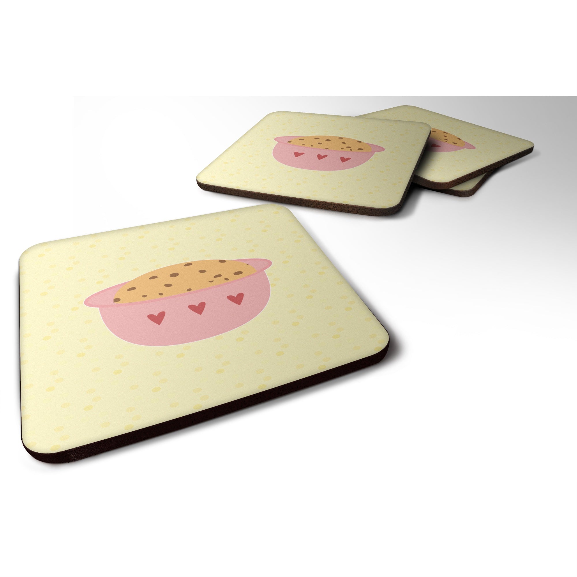 Caroline'S Treasures Cookie Dough On Yellow Decorative Coasters, 3.5, Multicolor
