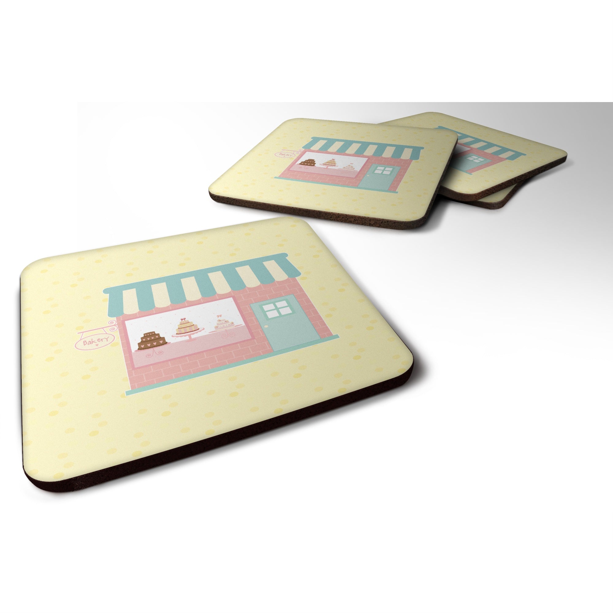 Caroline'S Treasures Bake Shoppe On Yellow Decorative Coasters, 3.5, Multicolor