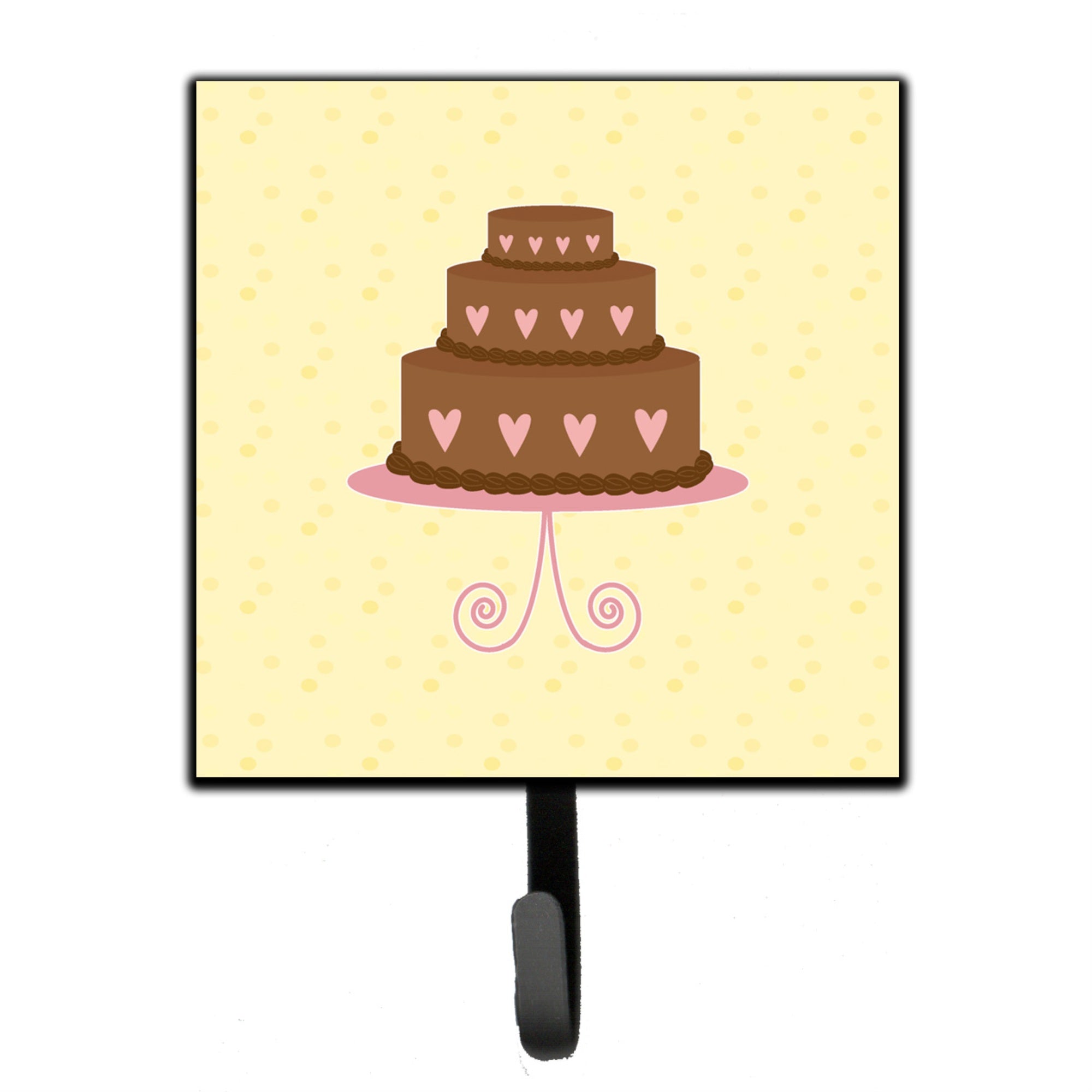 Caroline'S Treasures 3 Tier Heart Chocolate Cake On Yellow Wall Hook, Small, Multicolor