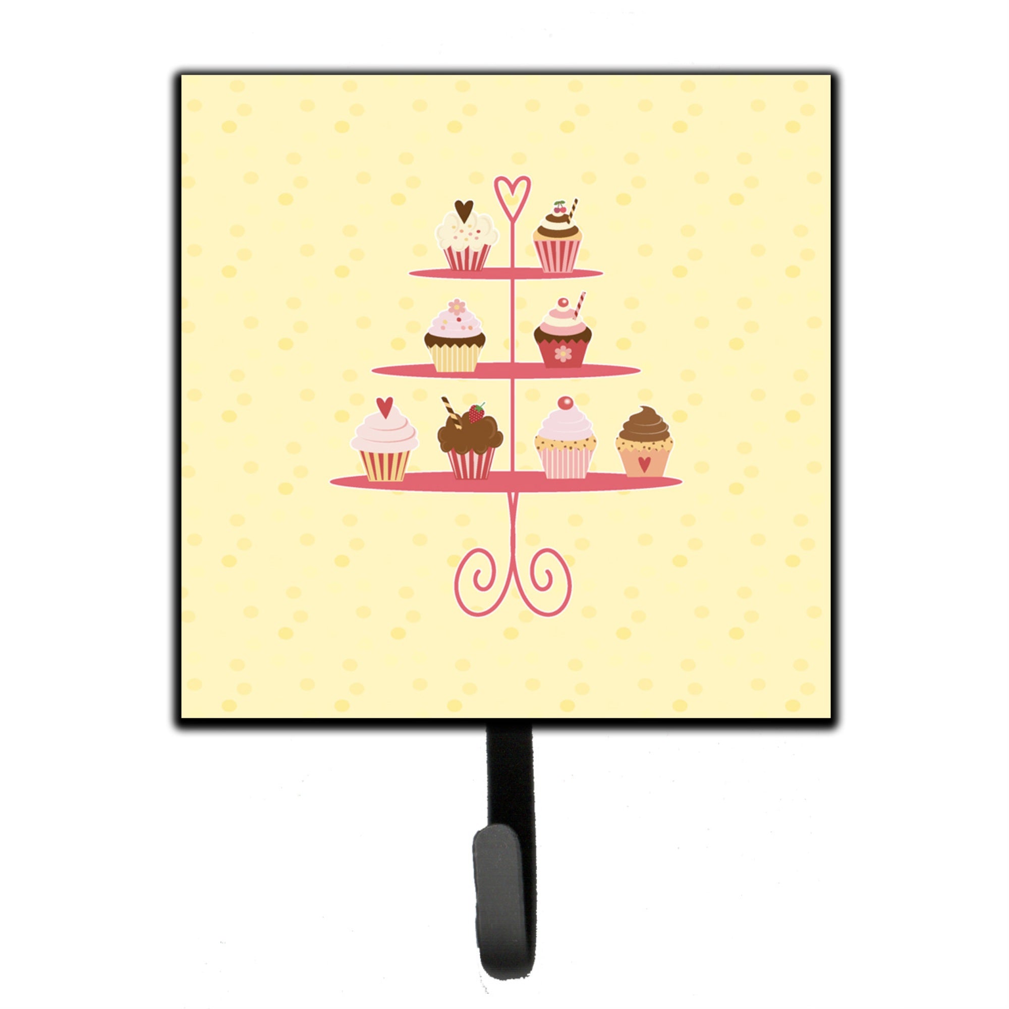 Caroline'S Treasures 3 Tier Cupcakes On Yellow Wall Hook, Small, Multicolor