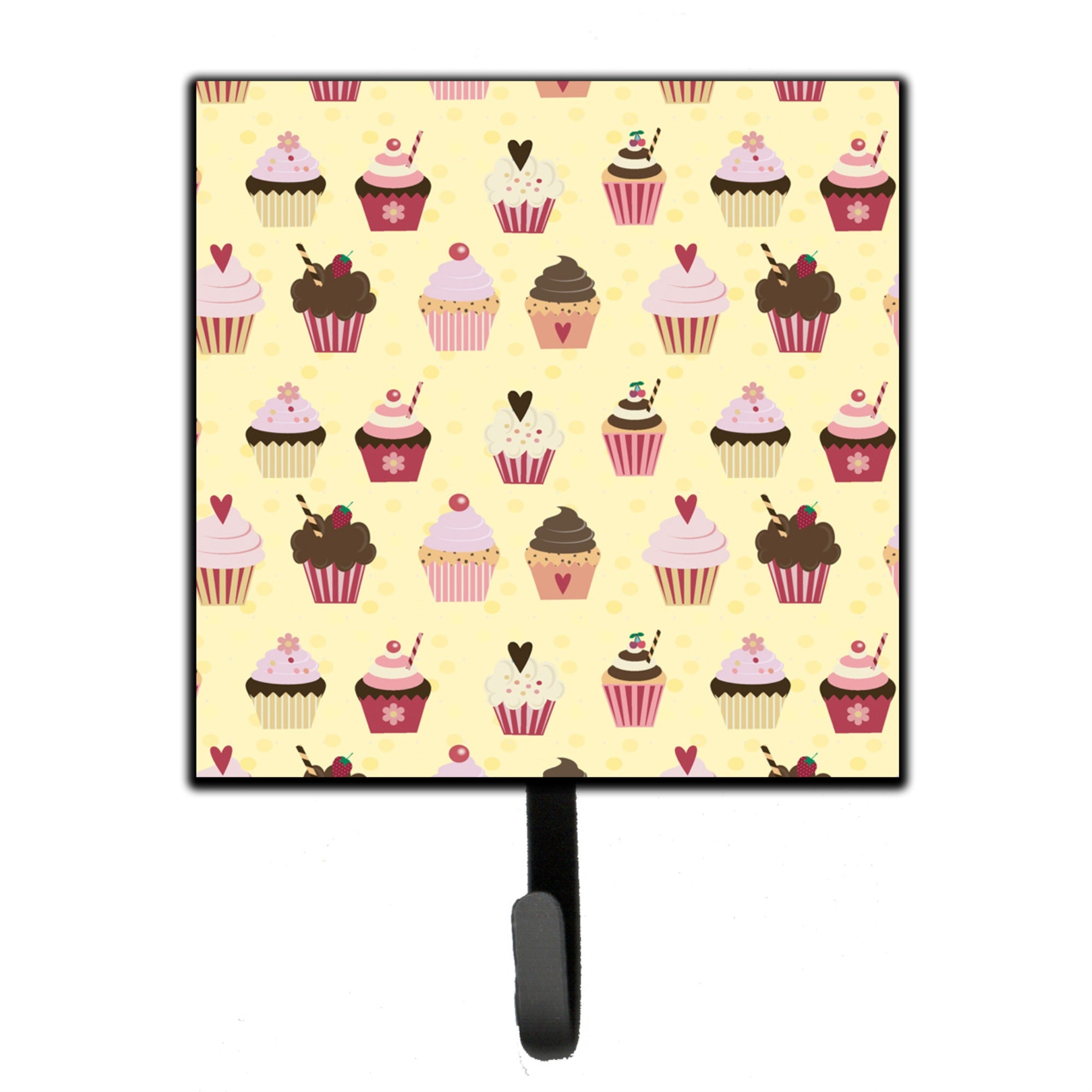 Caroline'S Treasures Cupcakes On Yellow Wall Hook, Small, Multicolor