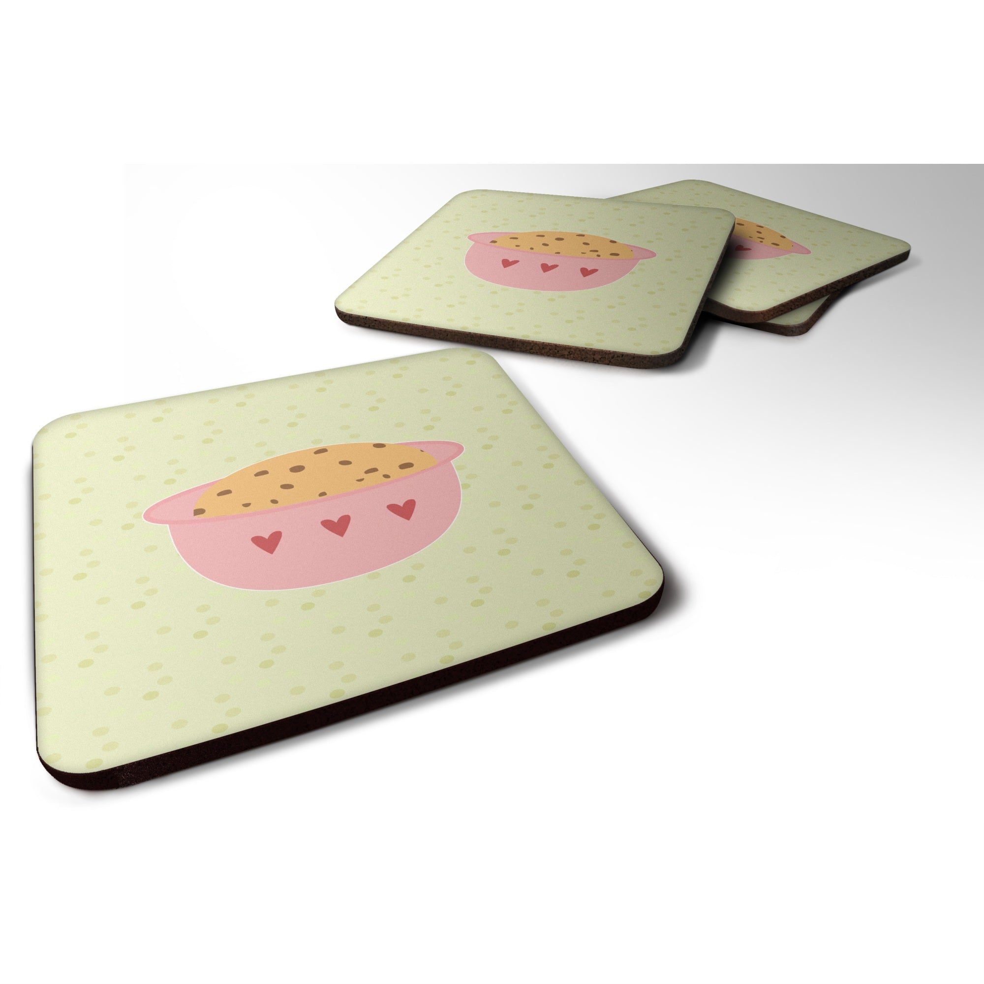 Caroline'S Treasures Cookie Dough On Green Decorative Coasters, 3.5, Multicolor