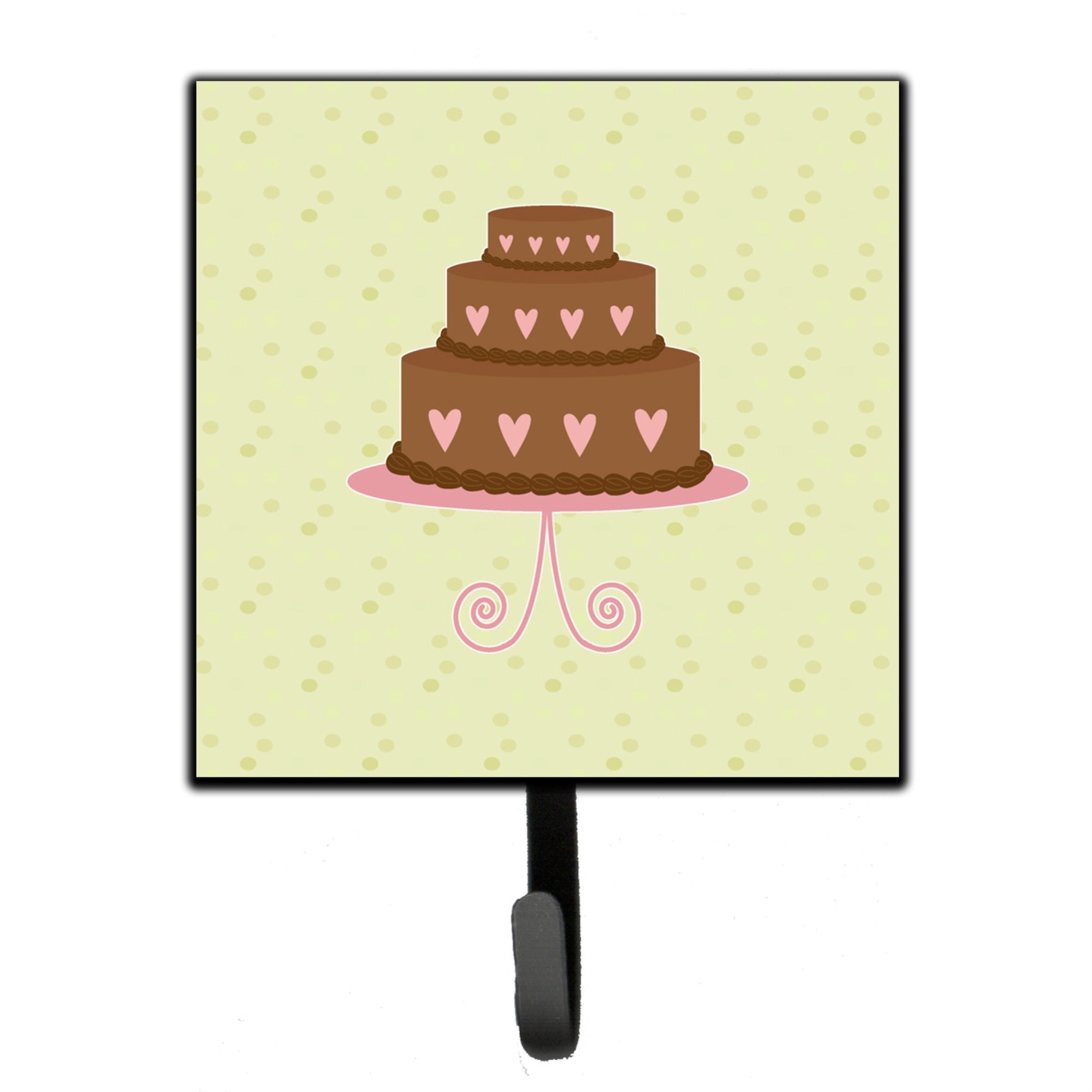 Caroline'S Treasures Heart Chocolate Cake On Green Wall Hook, Small, Multicolor