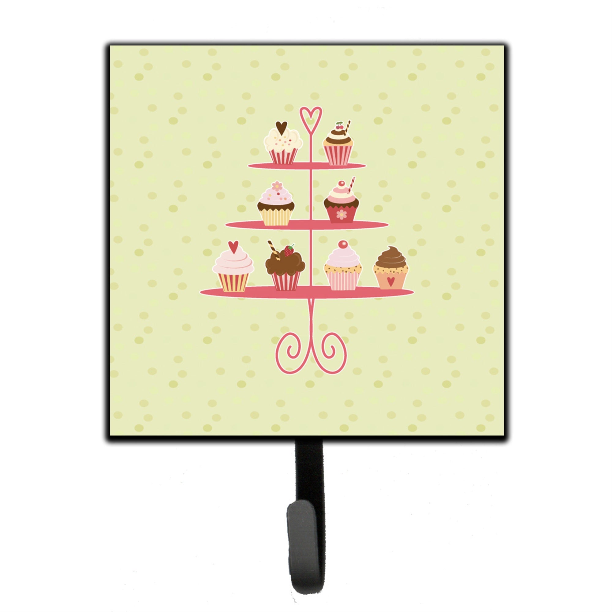 Caroline'S Treasures Cupcakes 3 Tier Stand On Green Wall Hook, Small, Multicolor