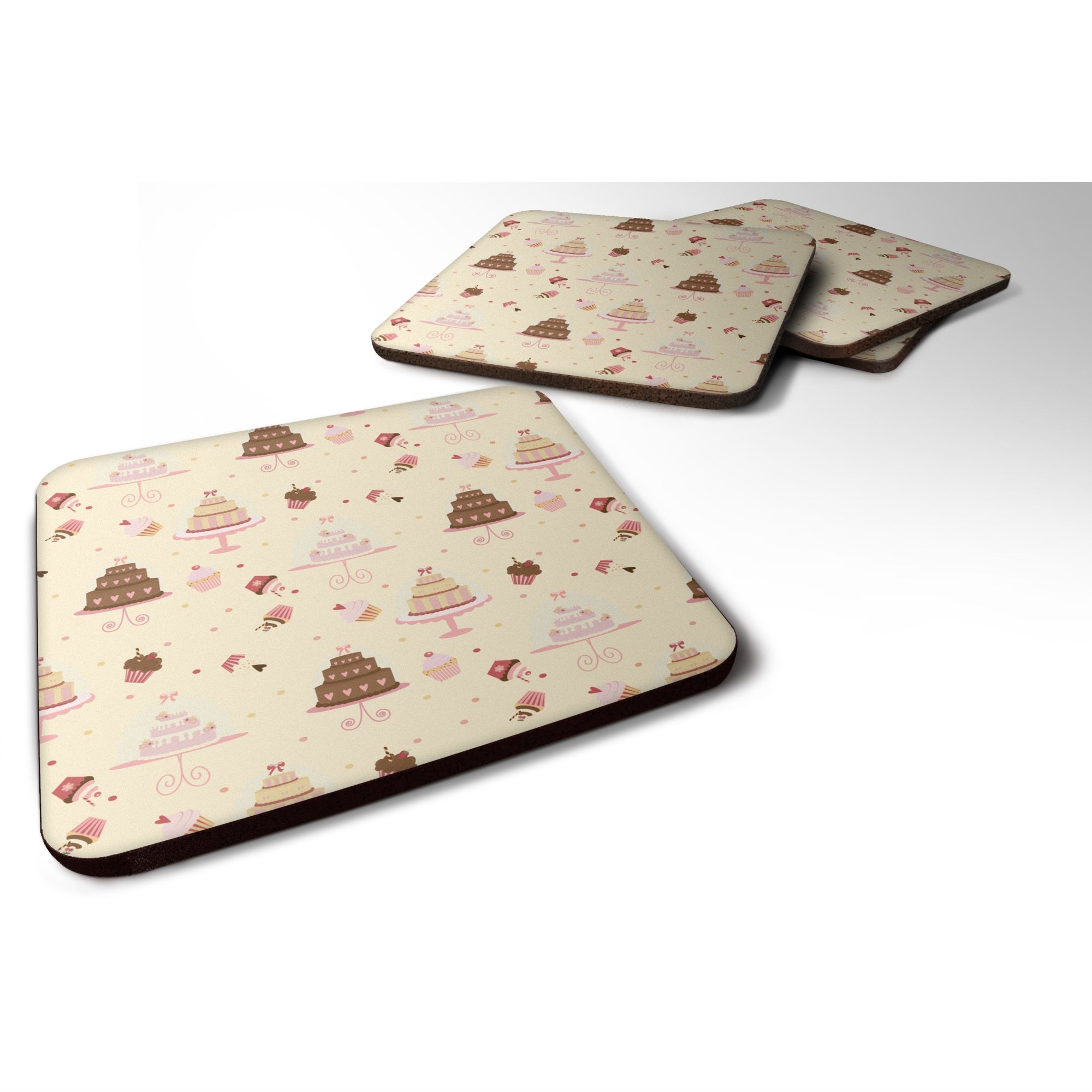 Caroline'S Treasures Cakes And Cupcakes Decorative Coasters, 3.5, Multicolor