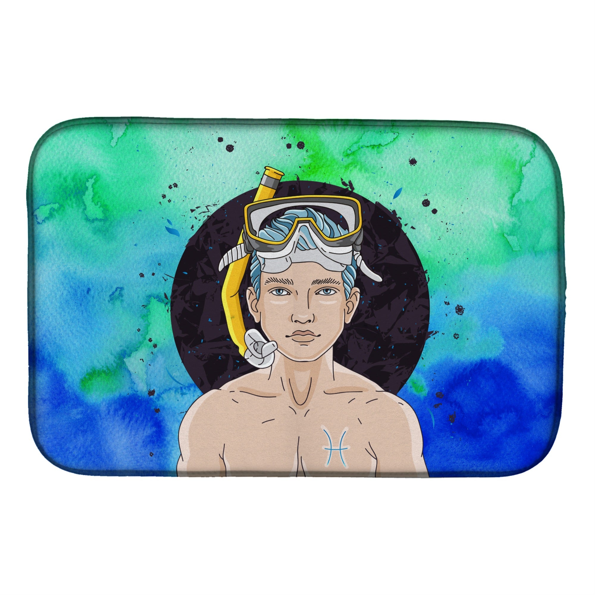 Caroline'S Treasures Pisces Zodiac Sign Dish Drying Mat, 14 X 21, Multicolor