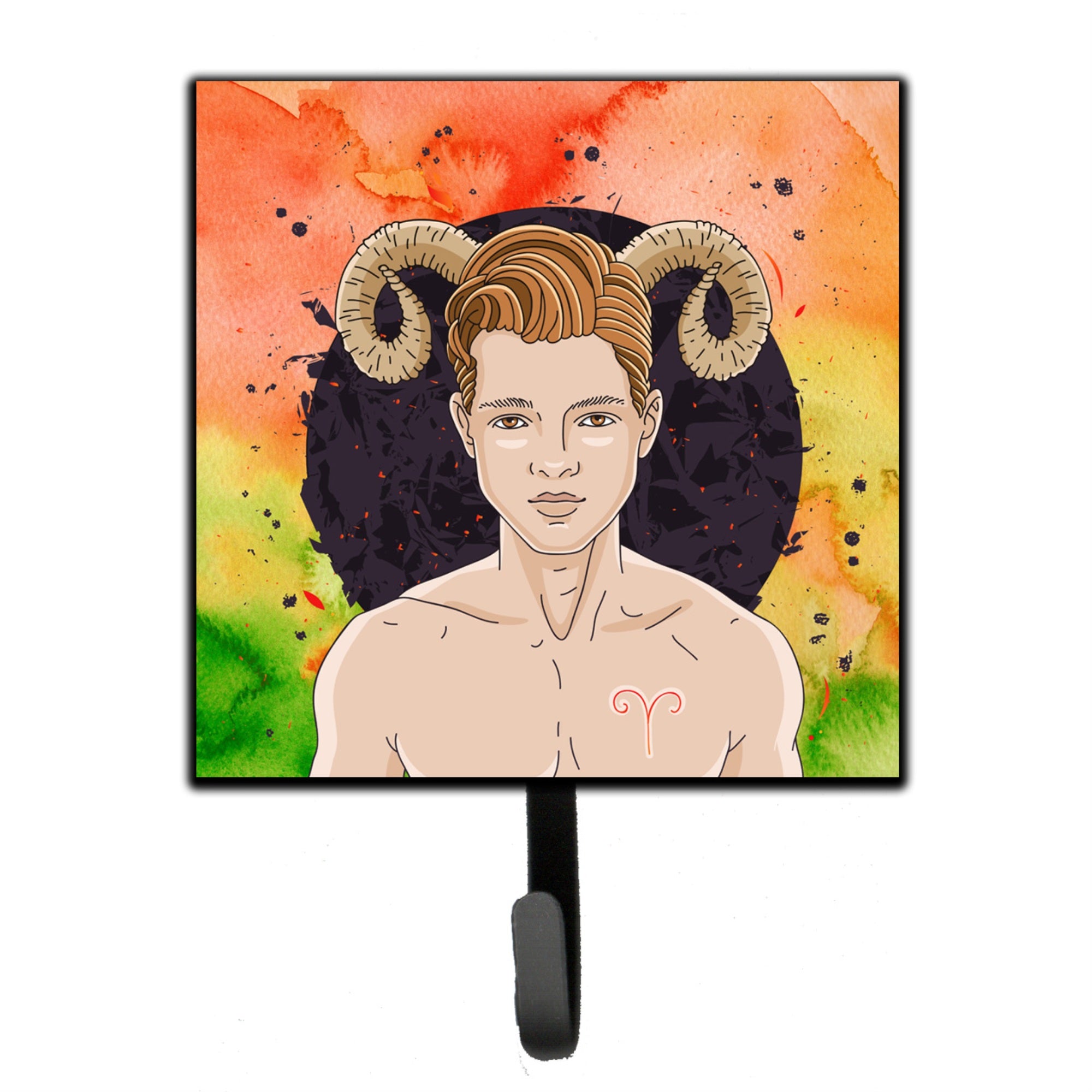 Caroline'S Treasures Aries Zodiac Sign Wall Hook, Small, Multicolor