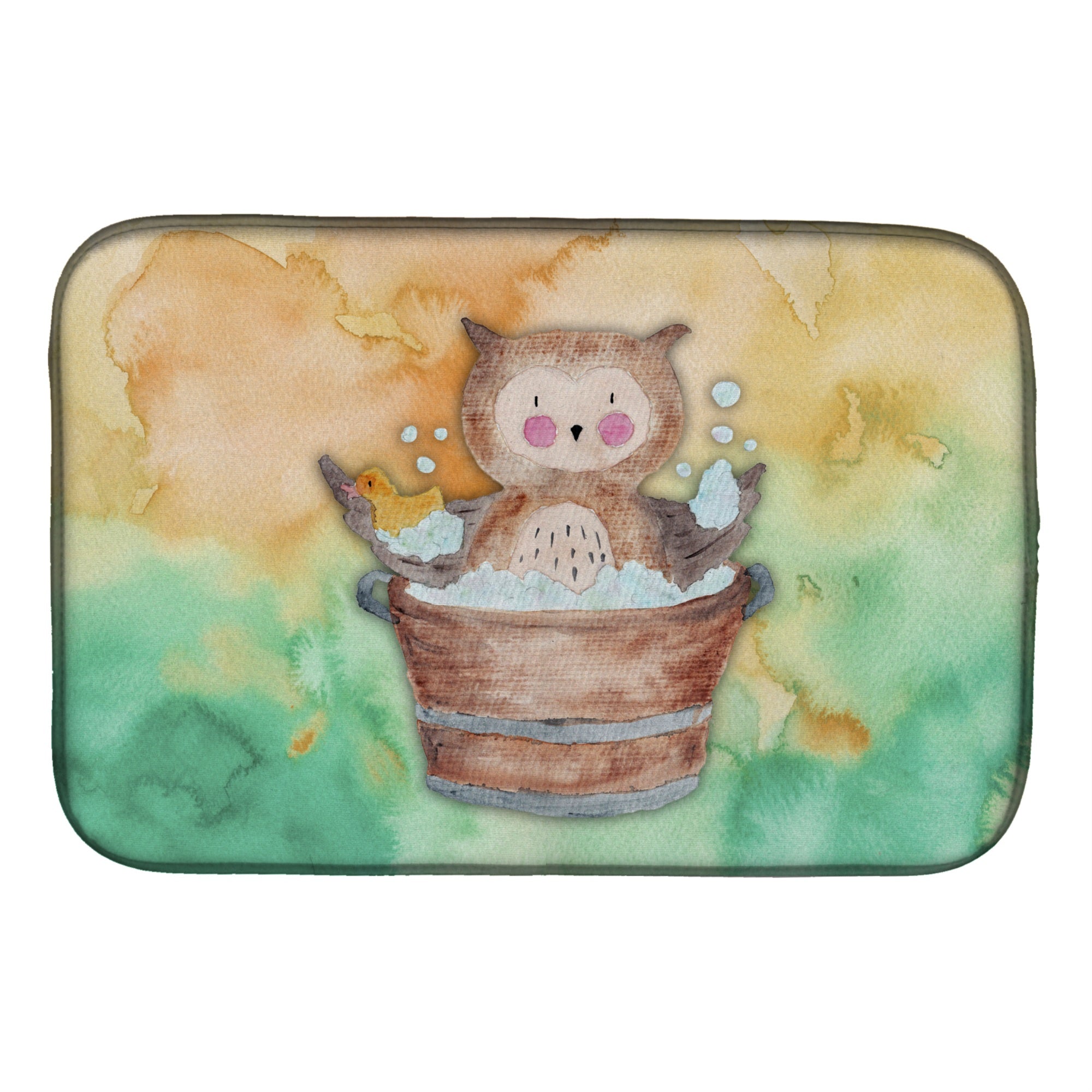 Caroline'S Treasures Owl Bathing Watercolor Dish Drying Mat, 14 X 21, Multicolor