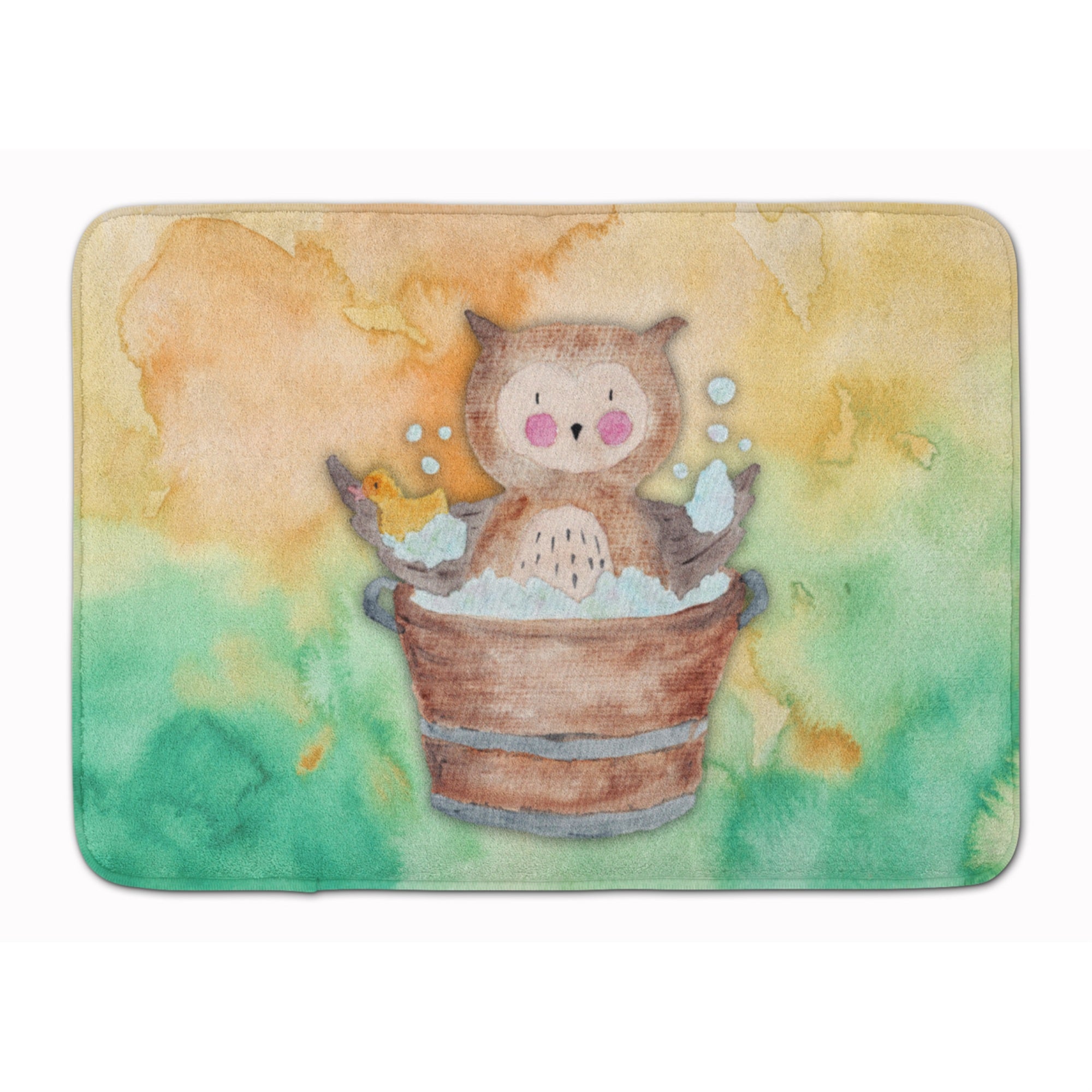 Caroline'S Treasures Owl Bathing Watercolor Floor Mat, 19H X 27W, Multicolor