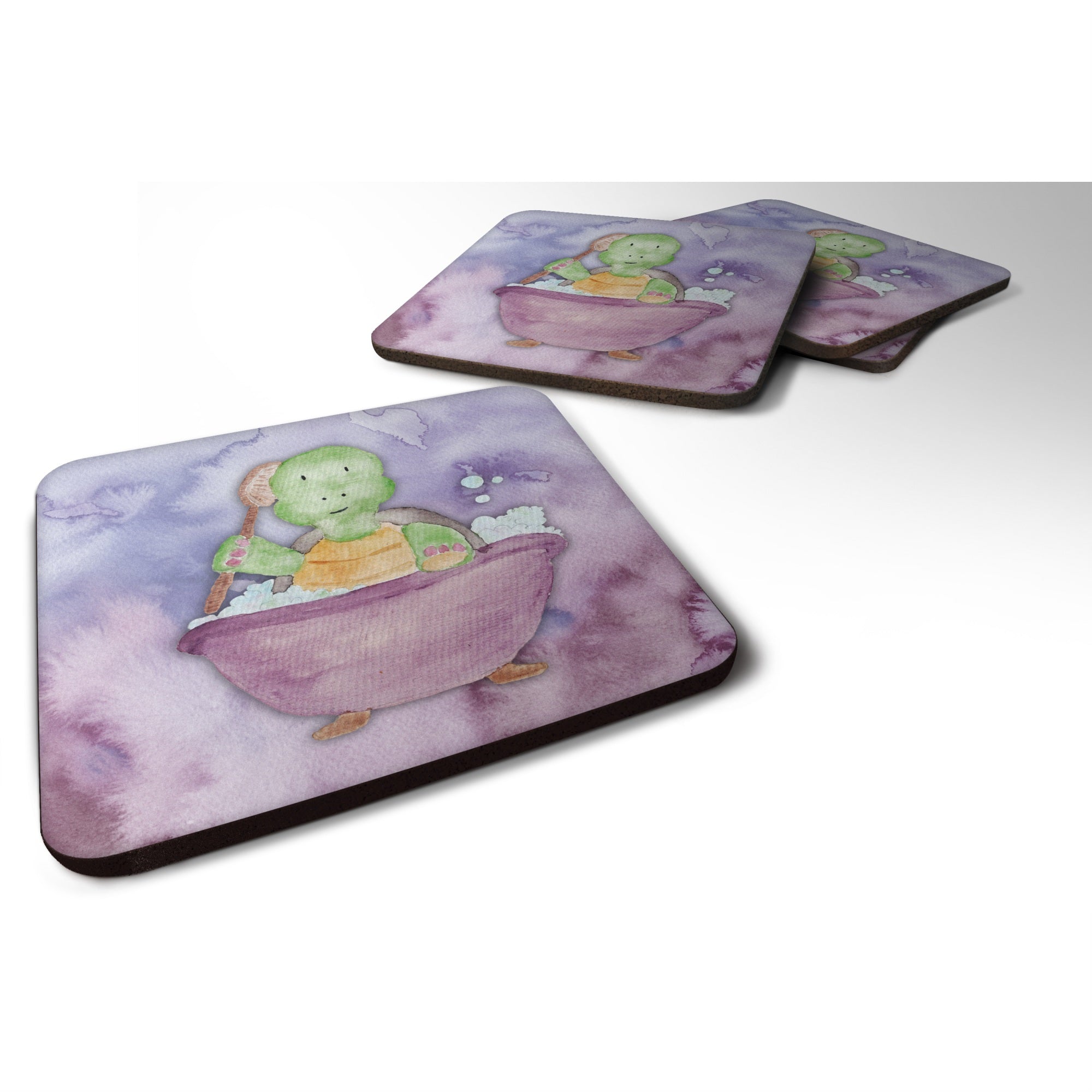 Caroline'S Treasures Turtle Bathing Watercolor Decorative Coasters, 3.5, Multicolor