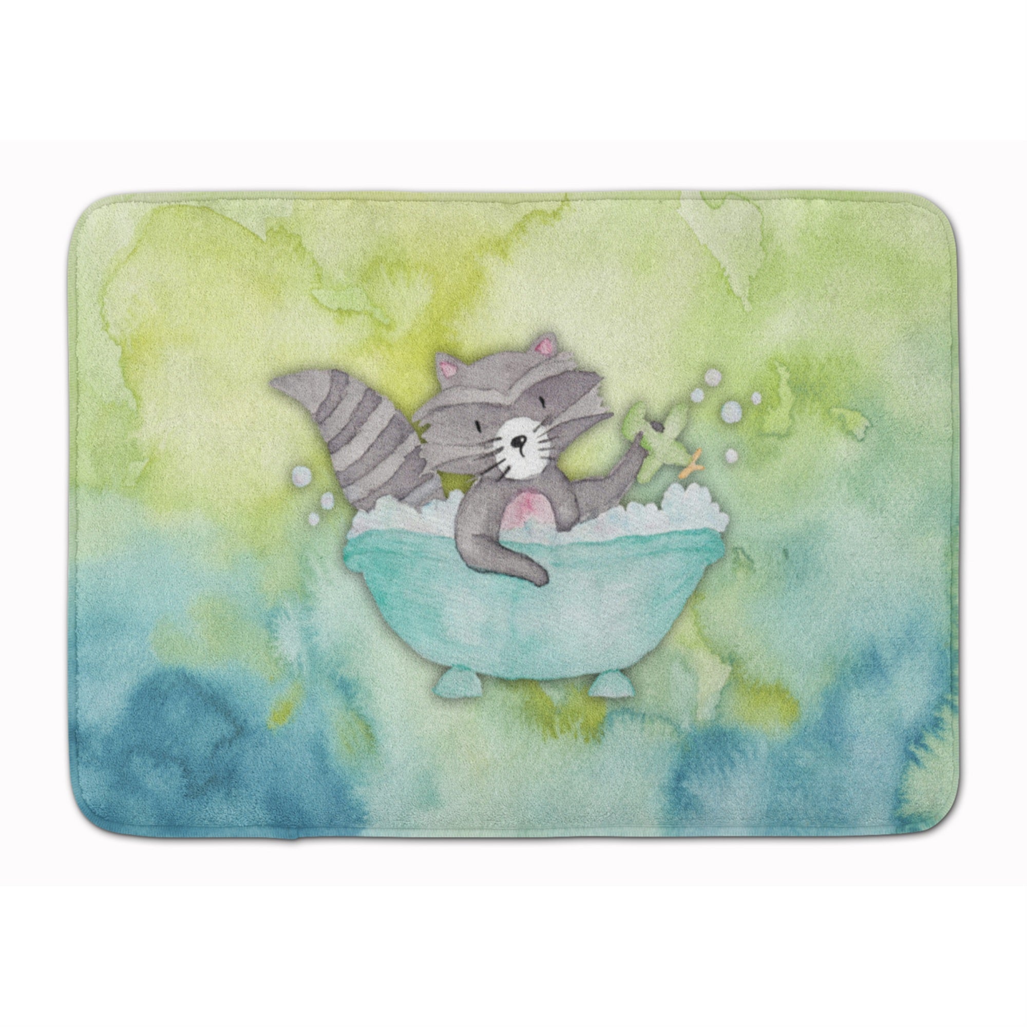 Caroline'S Treasures Raccoon Bathing Watercolor Floor Mat, 19H X 27W, Multicolor