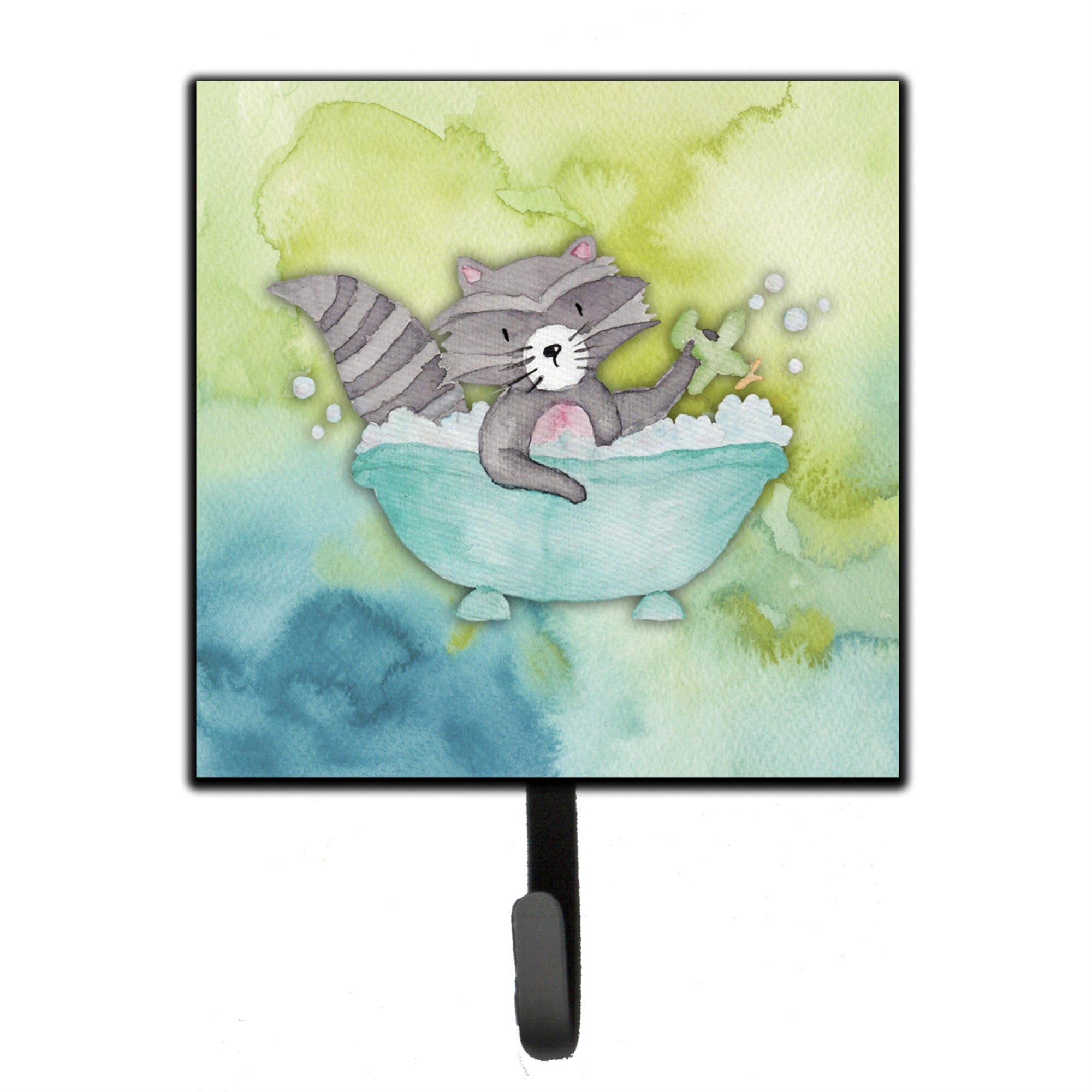 Caroline'S Treasures Raccoon Bathing Watercolor Wall Hook, Small, Multicolor