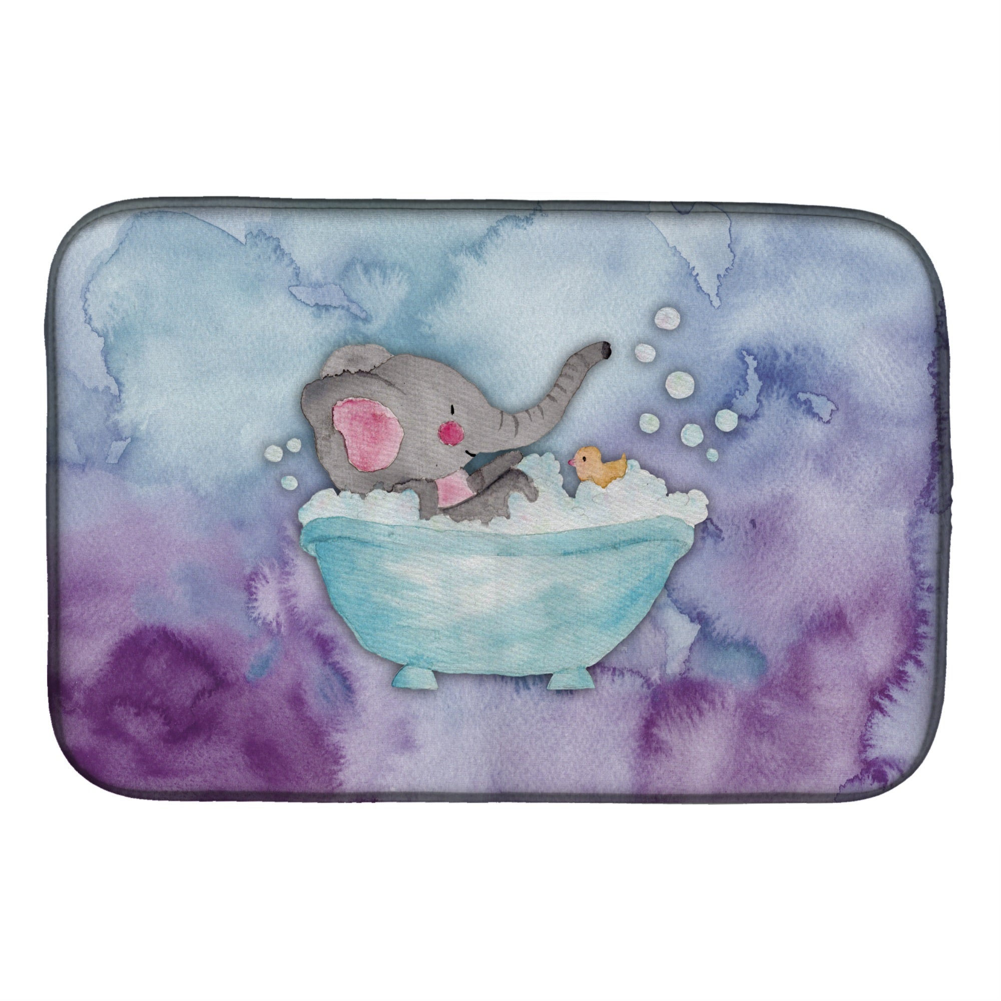 Caroline'S Treasures Elephant Bathing Watercolor Dish Drying Mat, 14 X 21, Multicolor