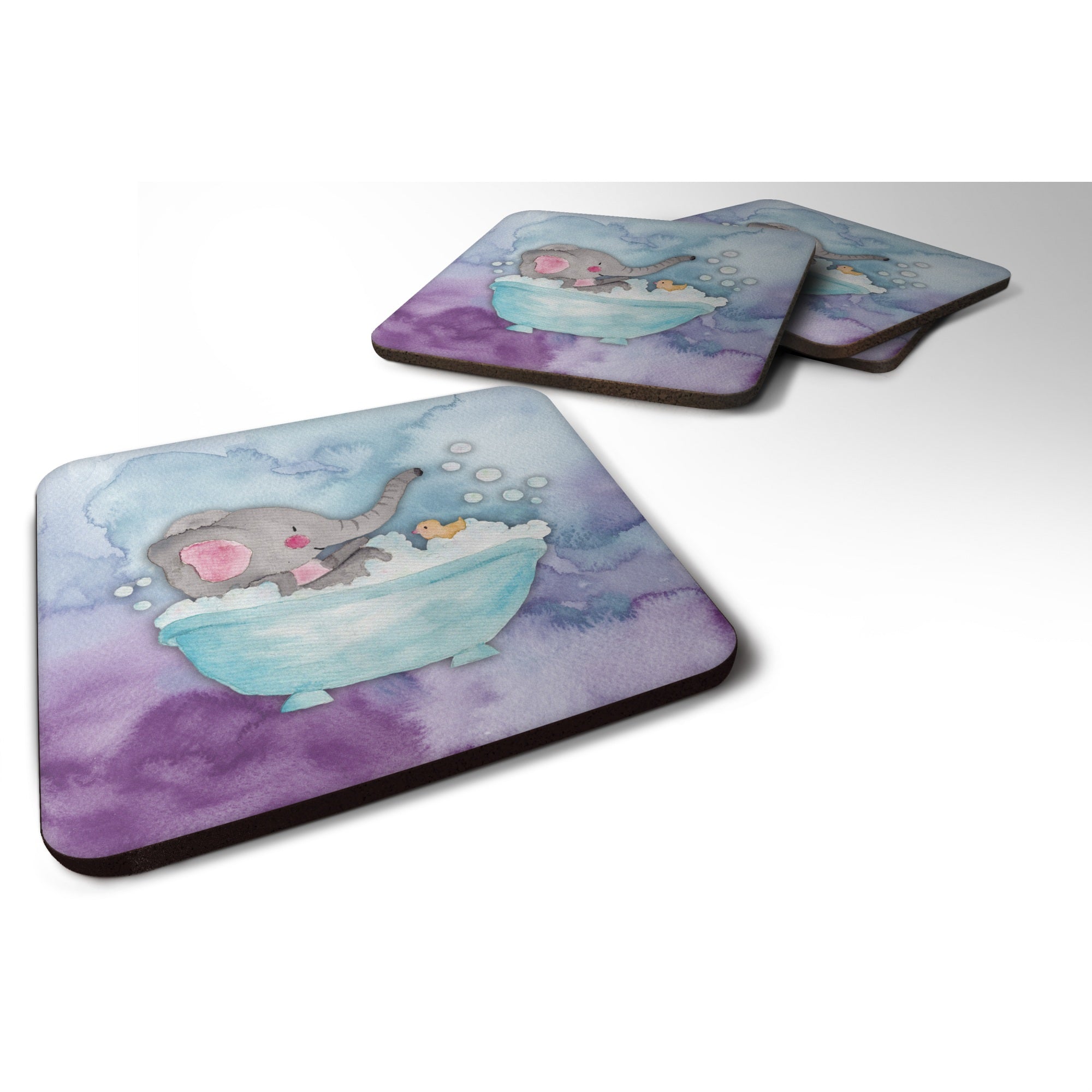 Caroline'S Treasures Elephant Bathing Watercolor Decorative Coasters, 3.5, Multicolor