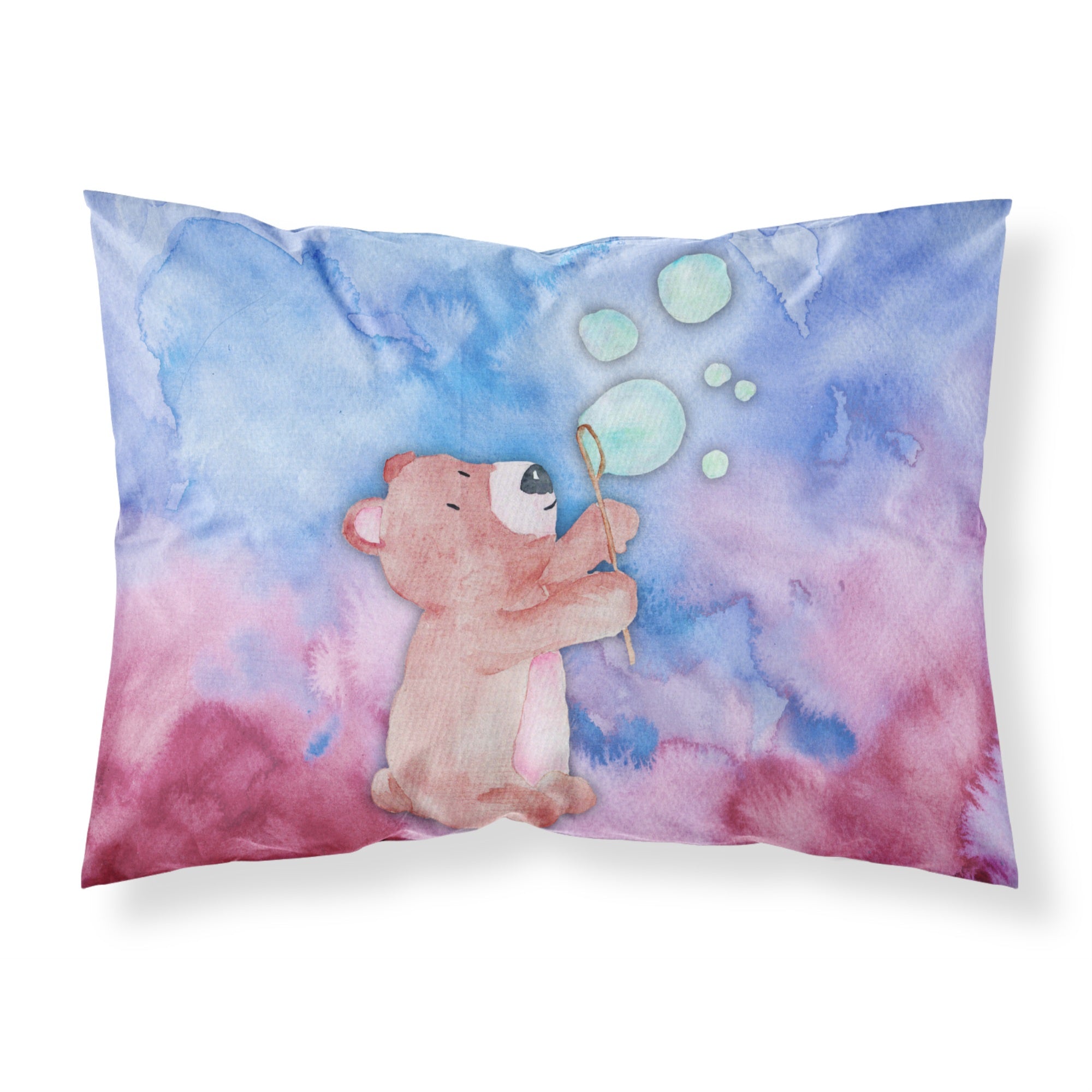 Caroline'S Treasures Bear And Bubbles Watercolor Pillowcase, Standard, Multicolor