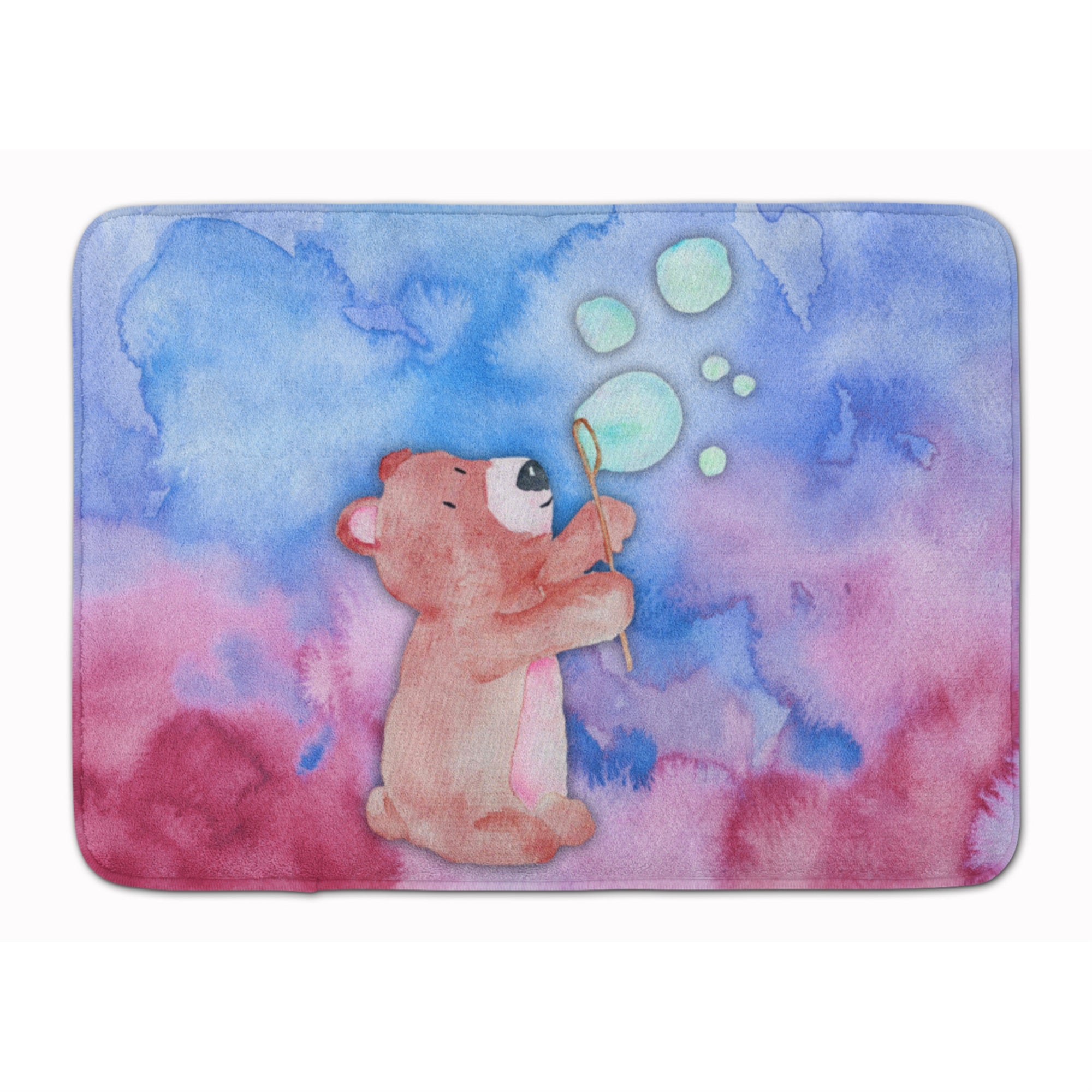 Caroline'S Treasures Bear And Bubbles Watercolor Floor Mat, 19H X 27W, Multicolor