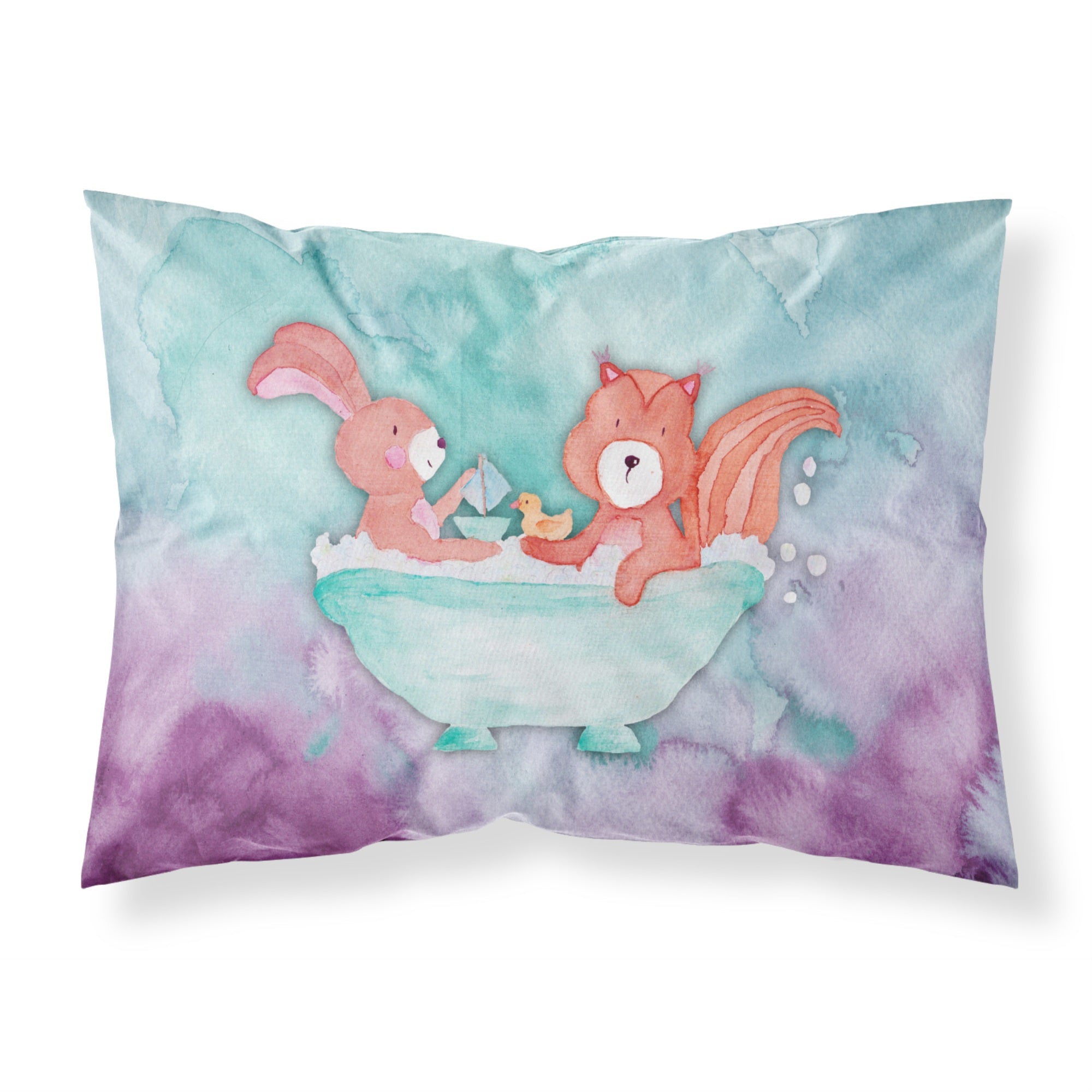 Caroline'S Treasures Rabbit And Squirrel Bathing Watercolor Pillowcase, Standard, Multicolor