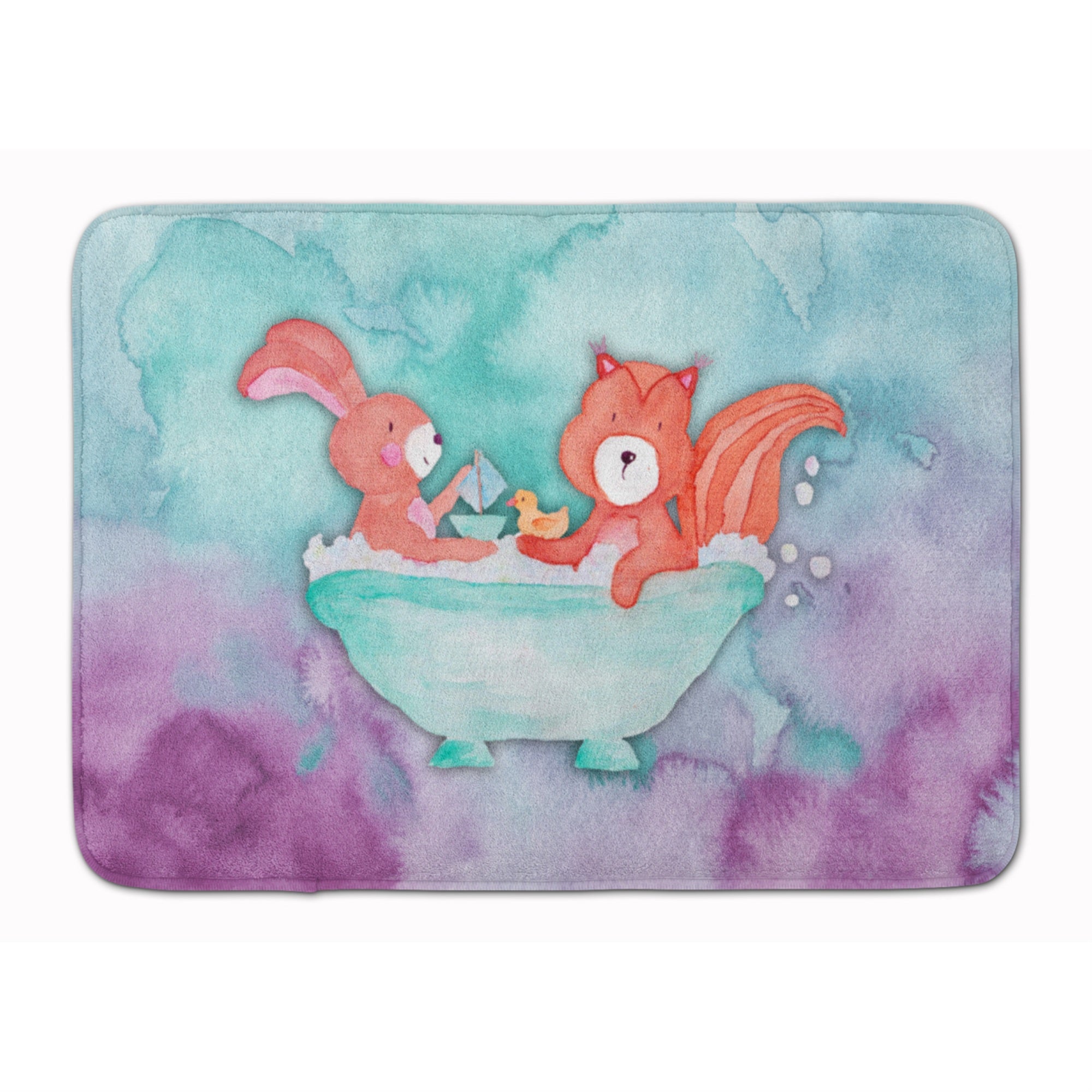 Caroline'S Treasures Rabbit And Squirrel Bathing Watercolor Floor Mat, 19H X 27W, Multicolor