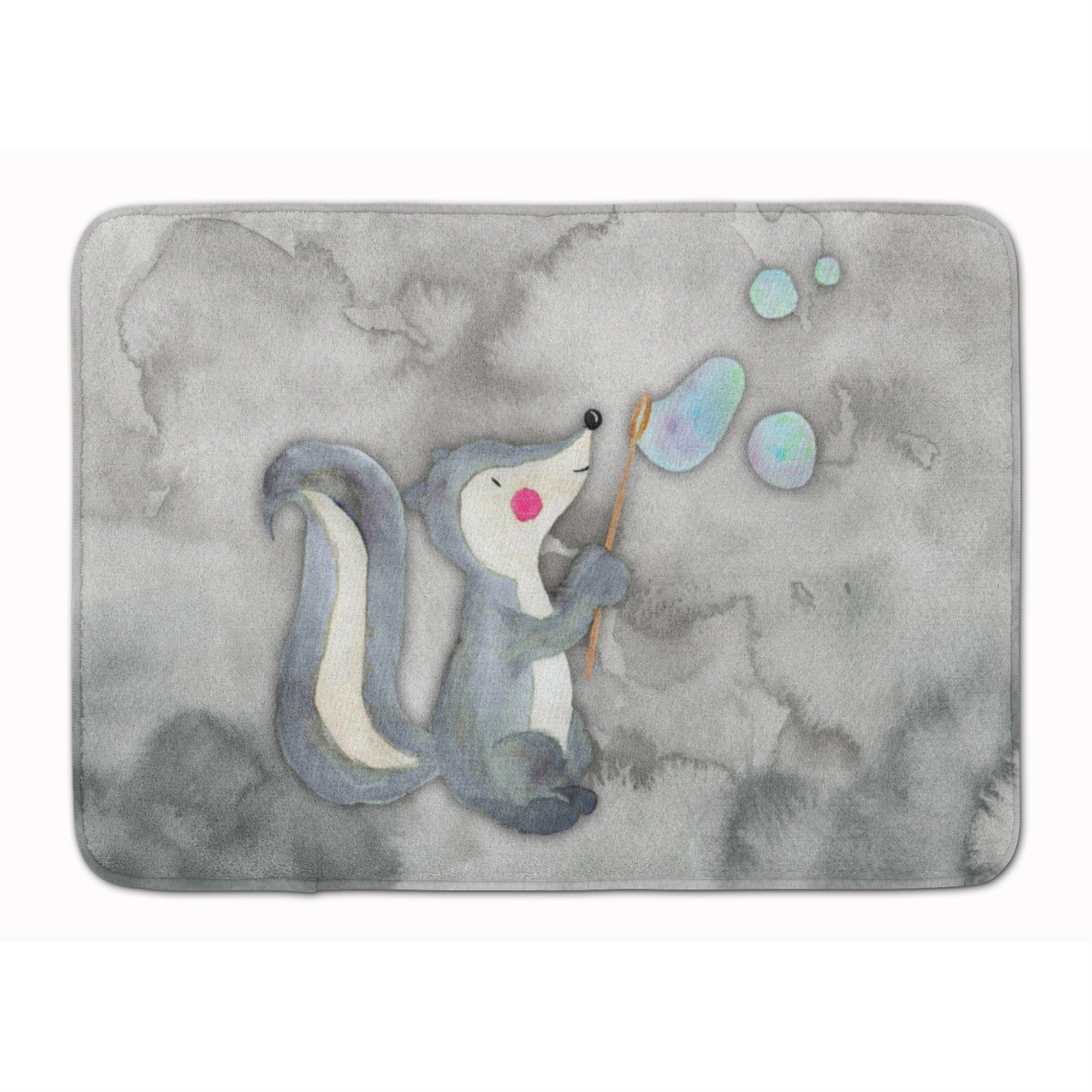 Caroline'S Treasures Skunk And Bubbles Watercolor Floor Mat, 19H X 27W, Multicolor
