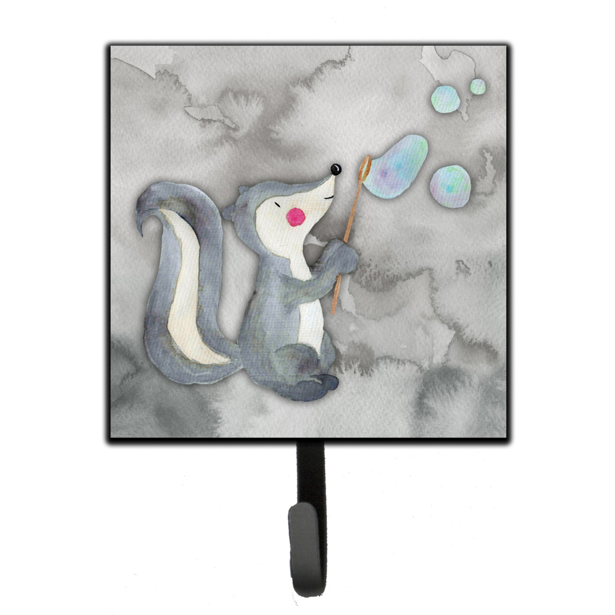 Caroline'S Treasures Skunk And Bubbles Watercolor Wall Hook, Small, Multicolor