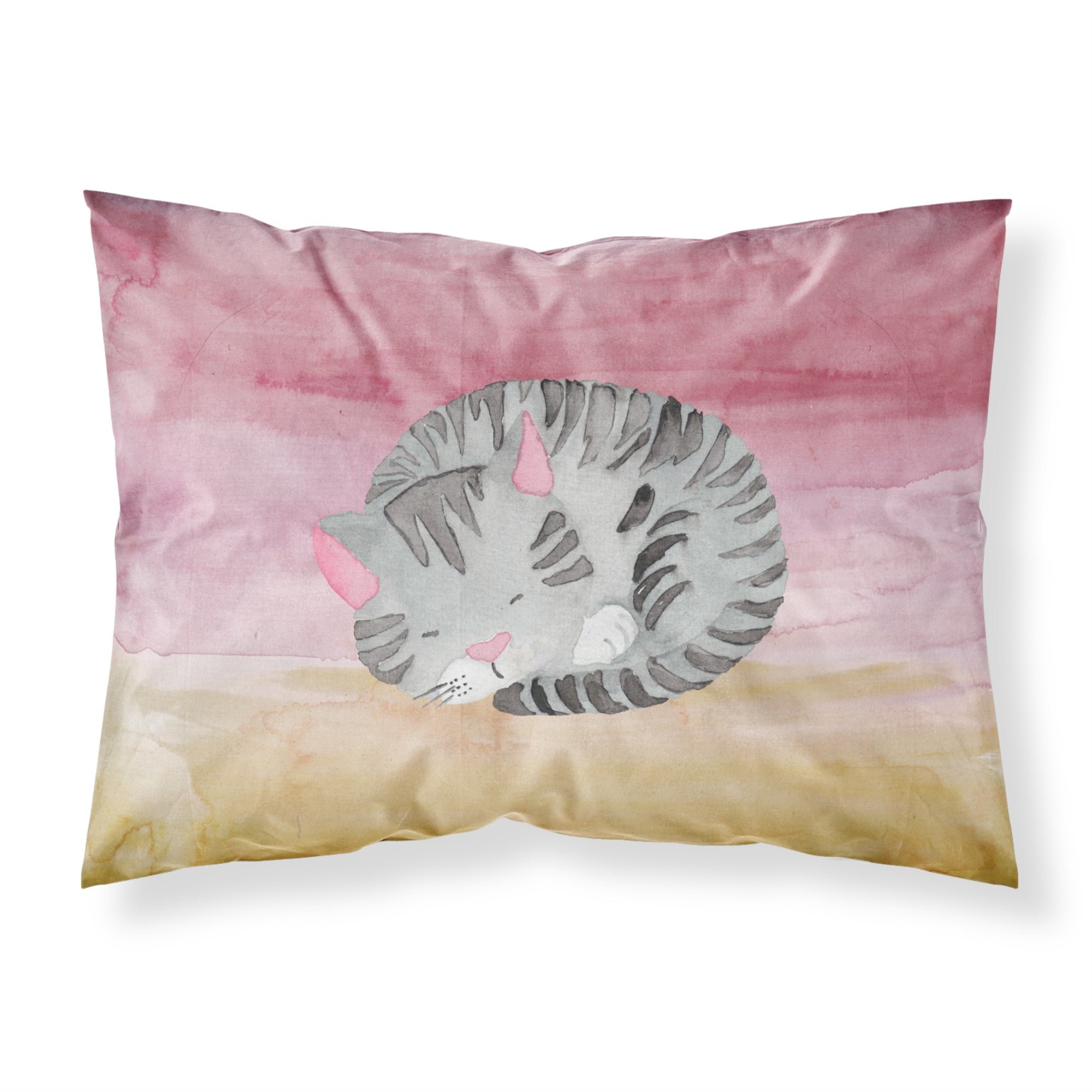 Caroline'S Treasures Sleeping Grey Cat Watercolor Printed, Polyester Envelope Closure Pillowcase, Standard, Multicolor
