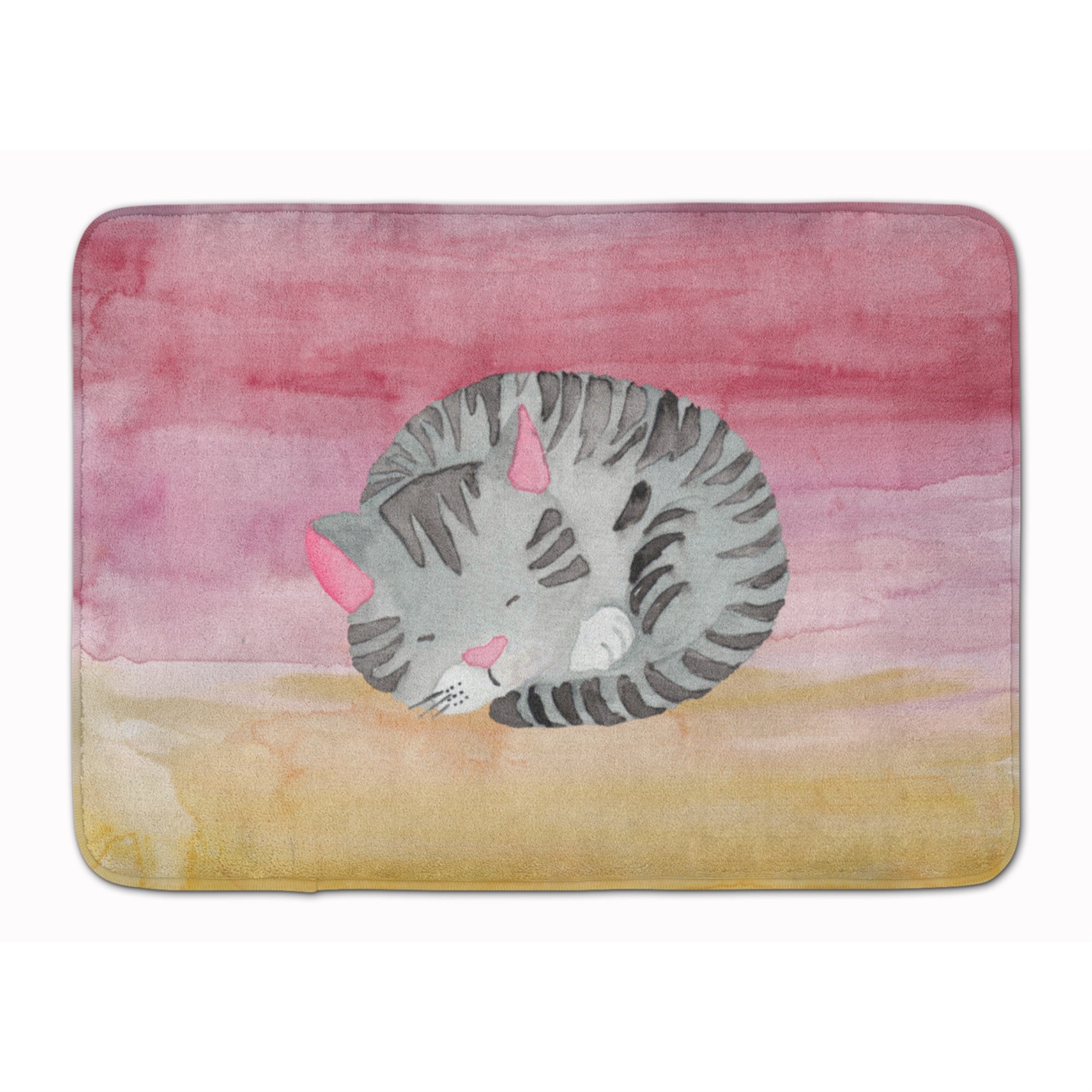 Caroline'S Treasures Sleeping Grey Cat Watercolor Floor Mat, 19H X 27W, Multicolor