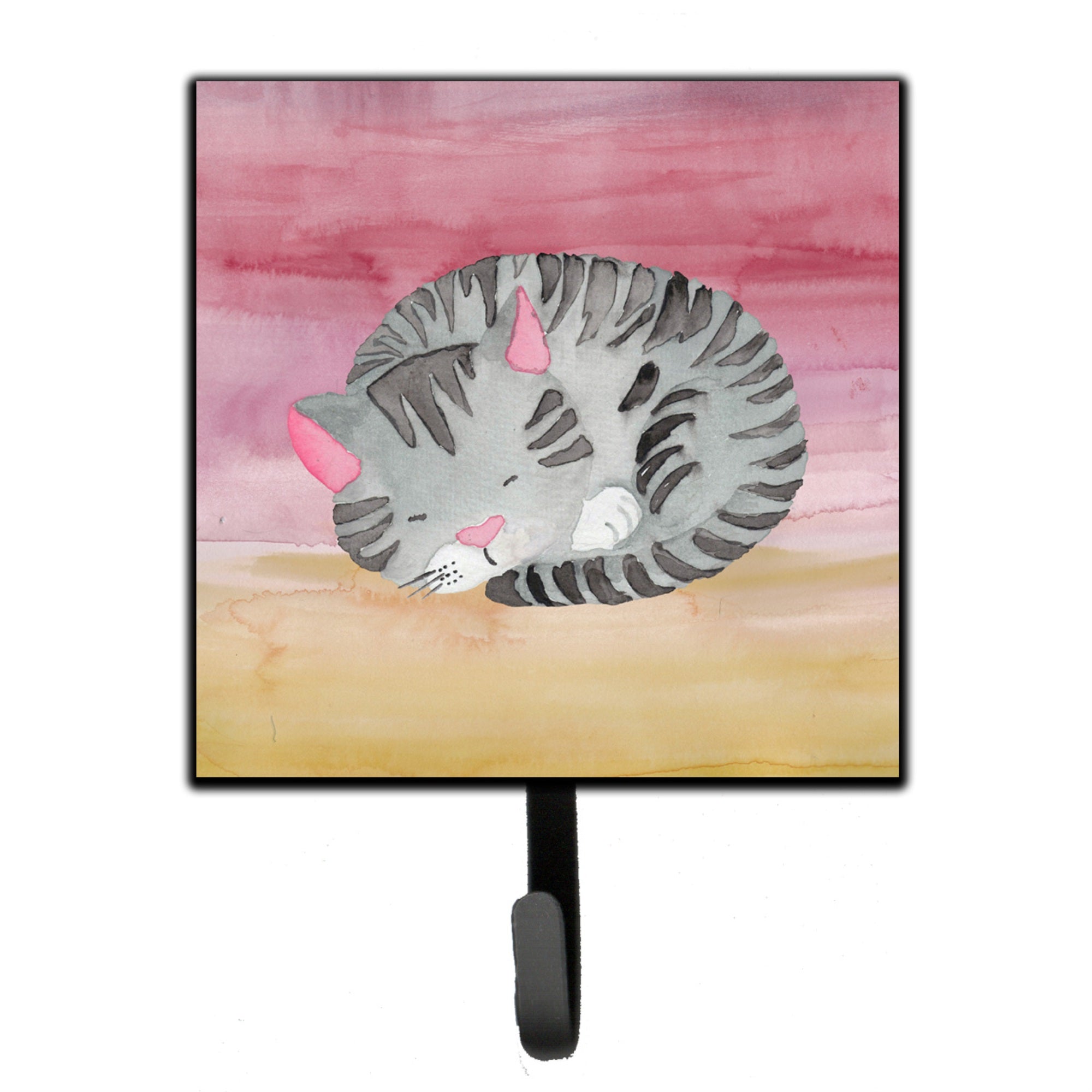 Caroline'S Treasures Sleeping Grey Cat Watercolor Wall Hook, Small, Multicolor