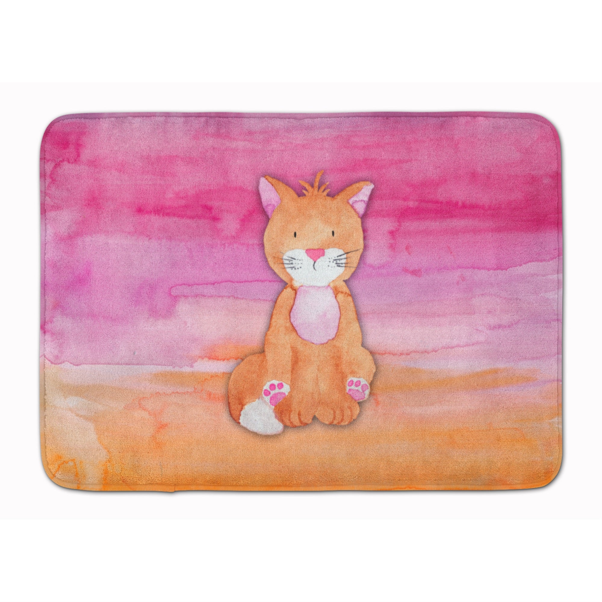 Caroline'S Treasures Orange Cat Watercolor Floor Mat, 19H X 27W, Multicolor