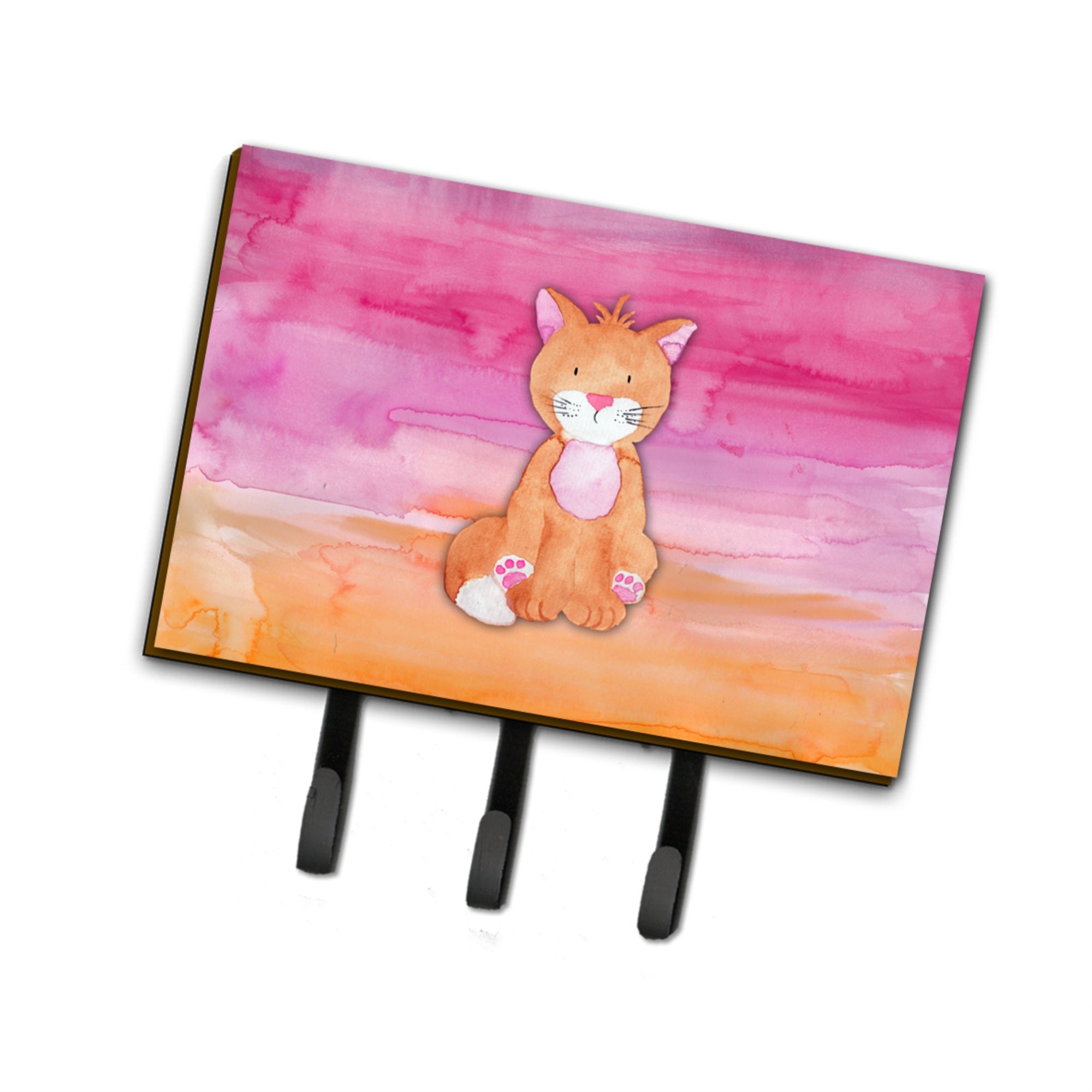 Caroline'S Treasures Orange Cat Watercolor Wall Hook, Triple, Multicolor