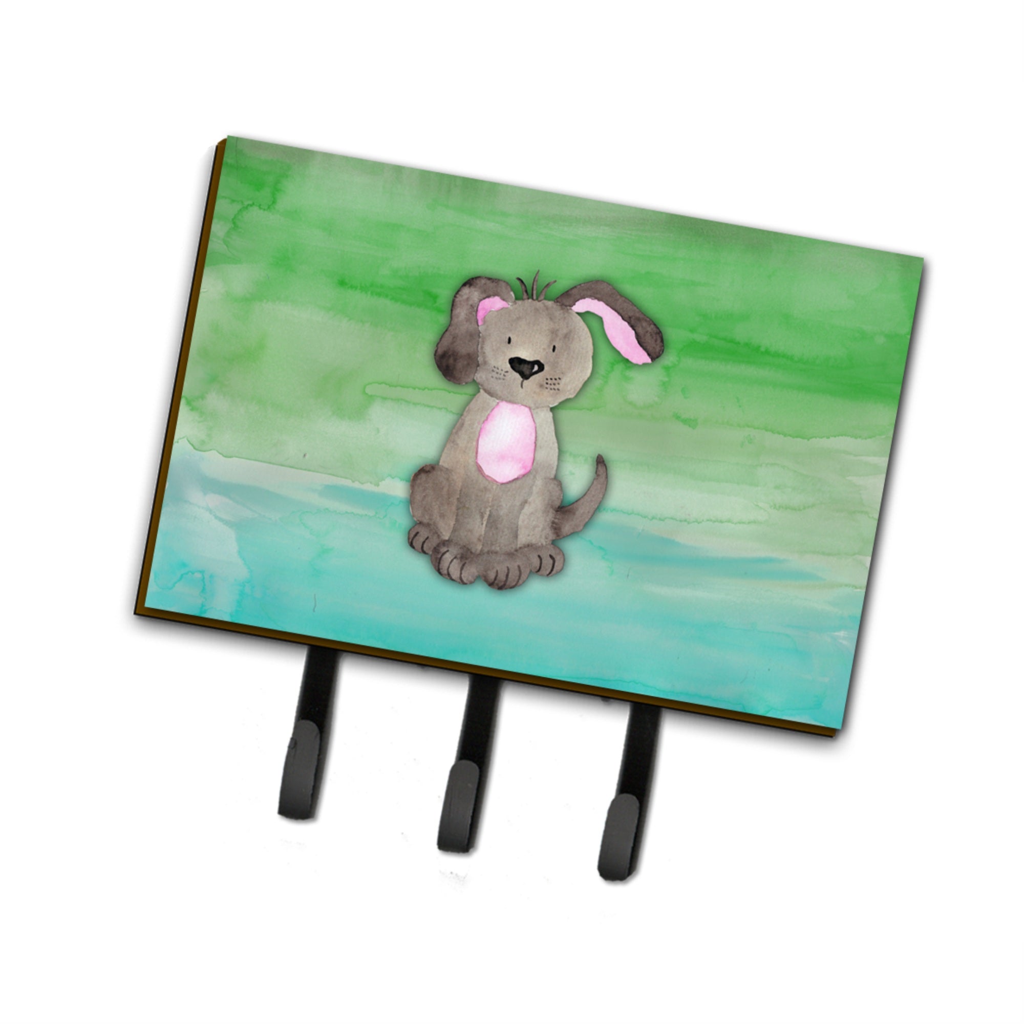 Caroline'S Treasures Dog Teal And Green Watercolor Wall Hook, Triple, Multicolor