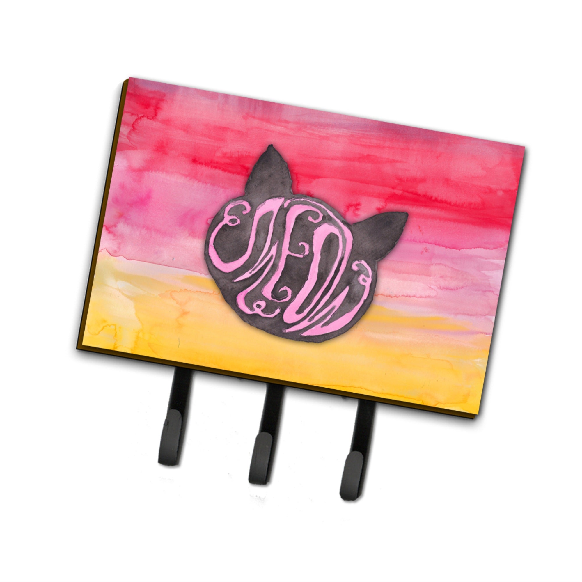 Caroline'S Treasures Cat Face Meow Watercolor Wall Hook, Triple, Multicolor