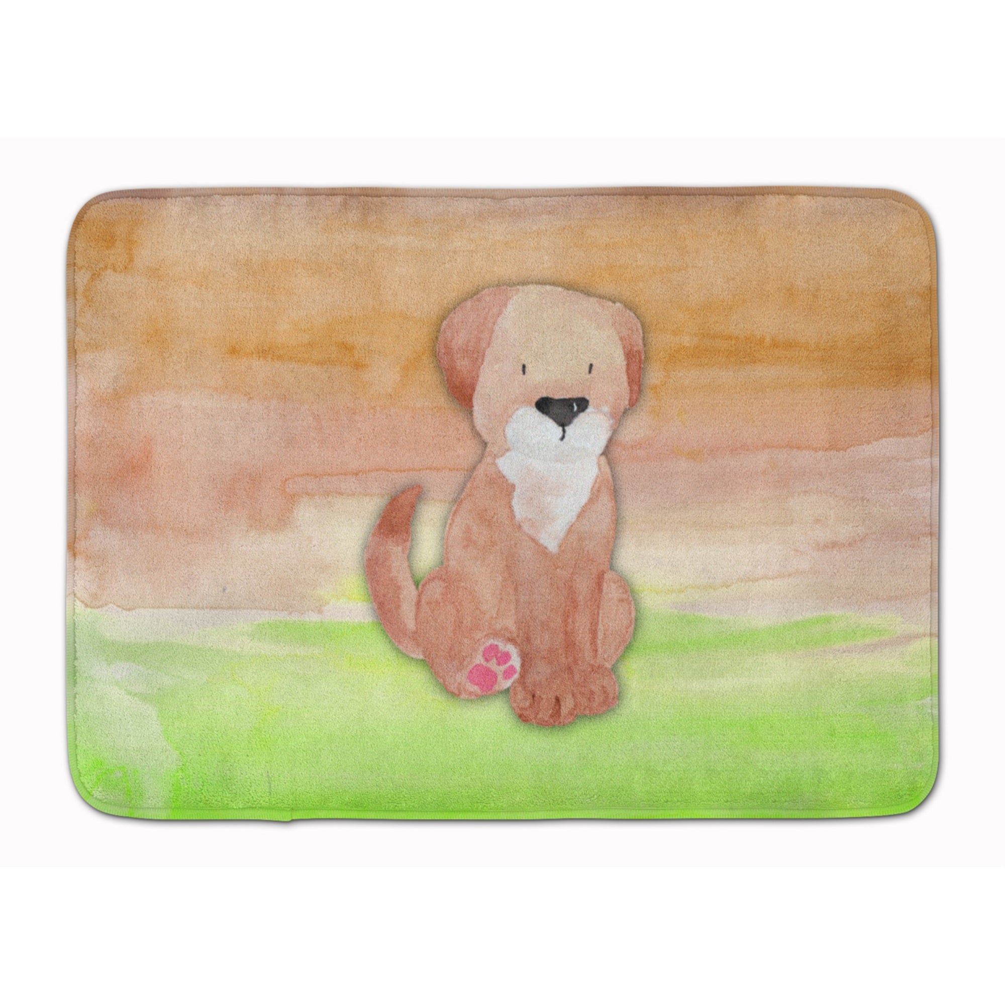 Caroline'S Treasures Dog Green And Brown Watercolor Floor Mat, 19H X 27W, Multicolor