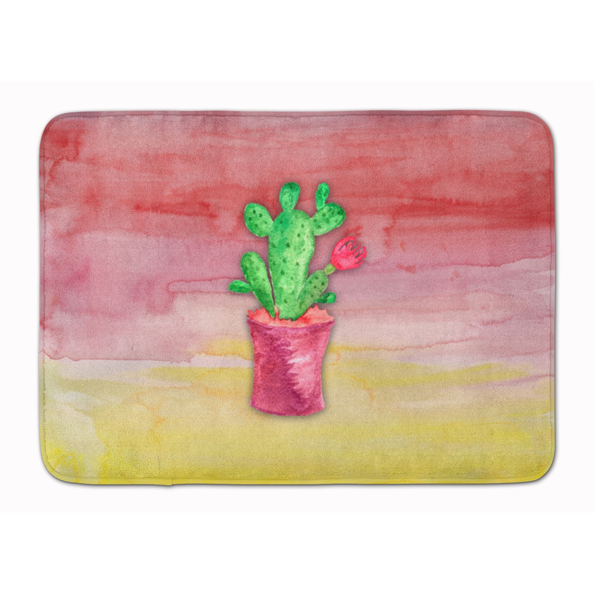Caroline'S Treasures Flowering Cactus Watercolor Floor Mat, 19H X 27W, Multicolor