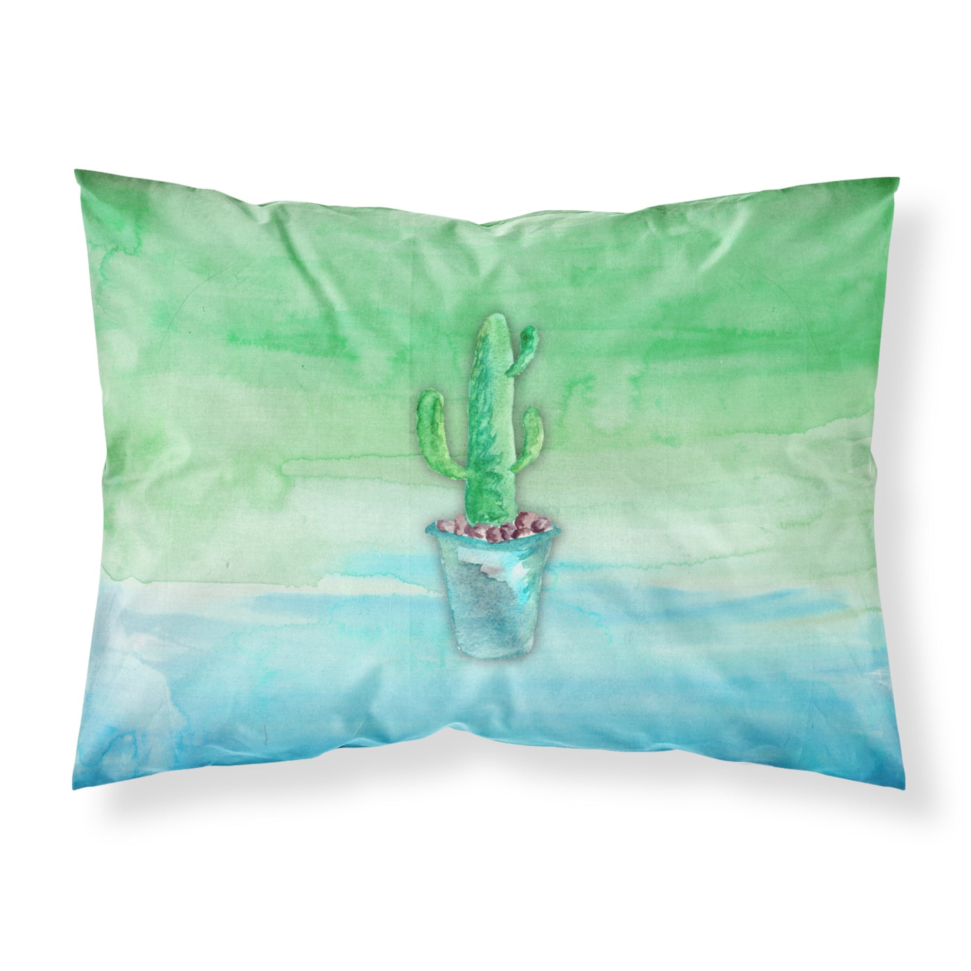 Caroline'S Treasures Cactus Teal And Green Watercolor Pillowcase, Standard, Multicolor