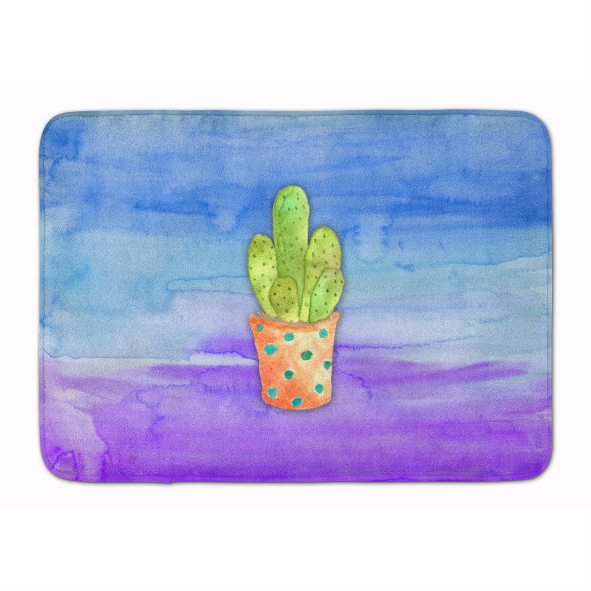 Caroline'S Treasures Cactus Blue And Purple Watercolor Floor Mat, 19H X 27W, Multicolor