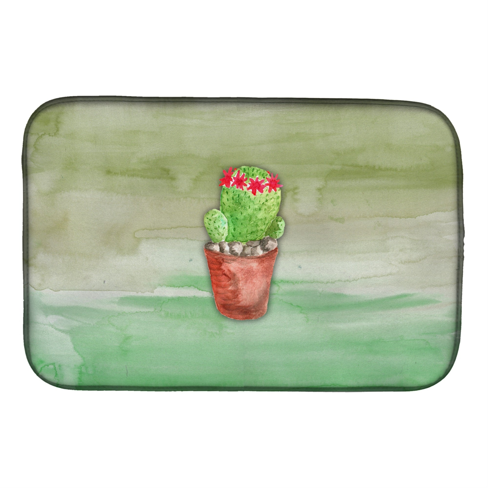 Caroline'S Treasures Cactus Green Watercolor Dish Drying Mat, 14 X 21, Multicolor