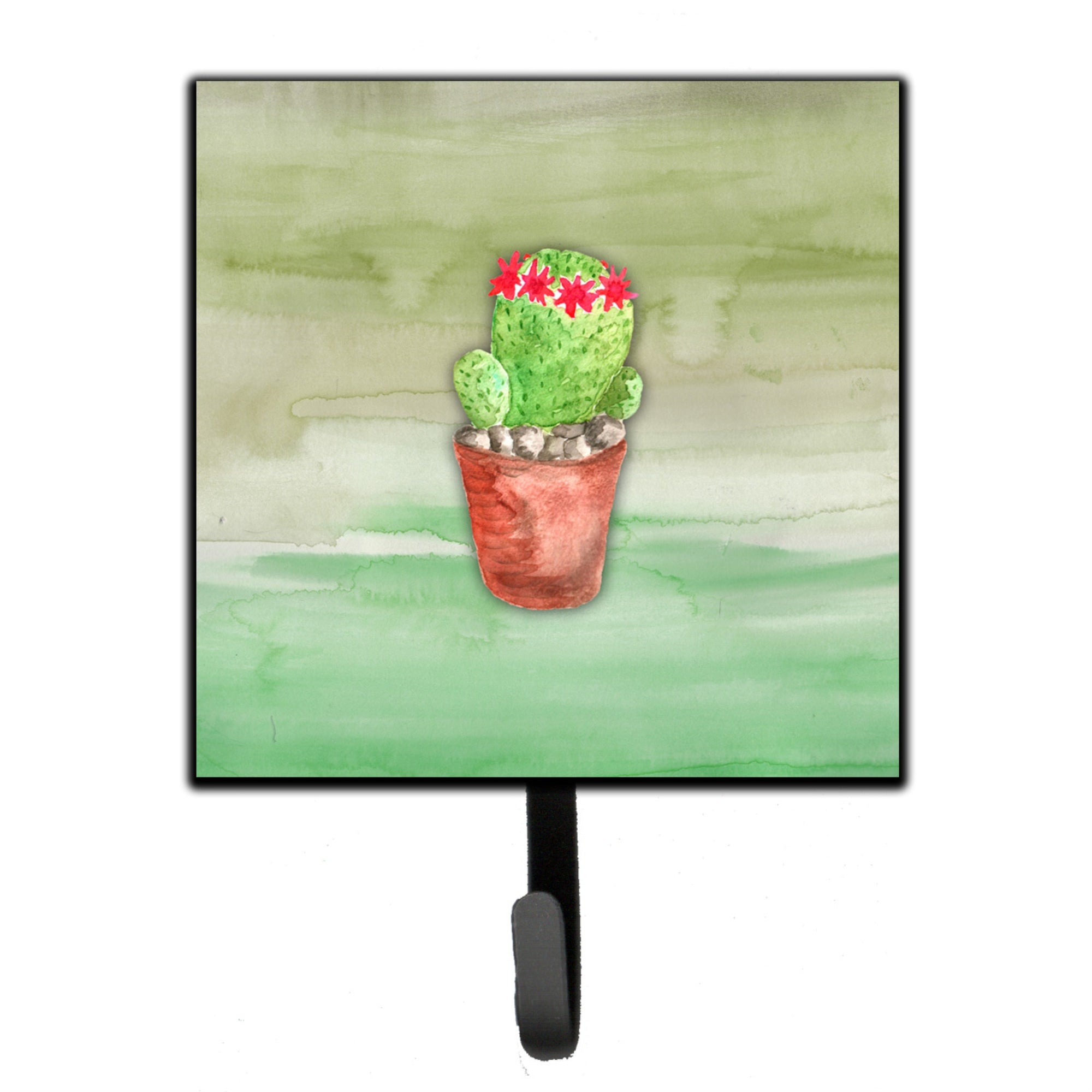 Caroline'S Treasures Cactus Green Watercolor Wall Hook, Small, Multicolor