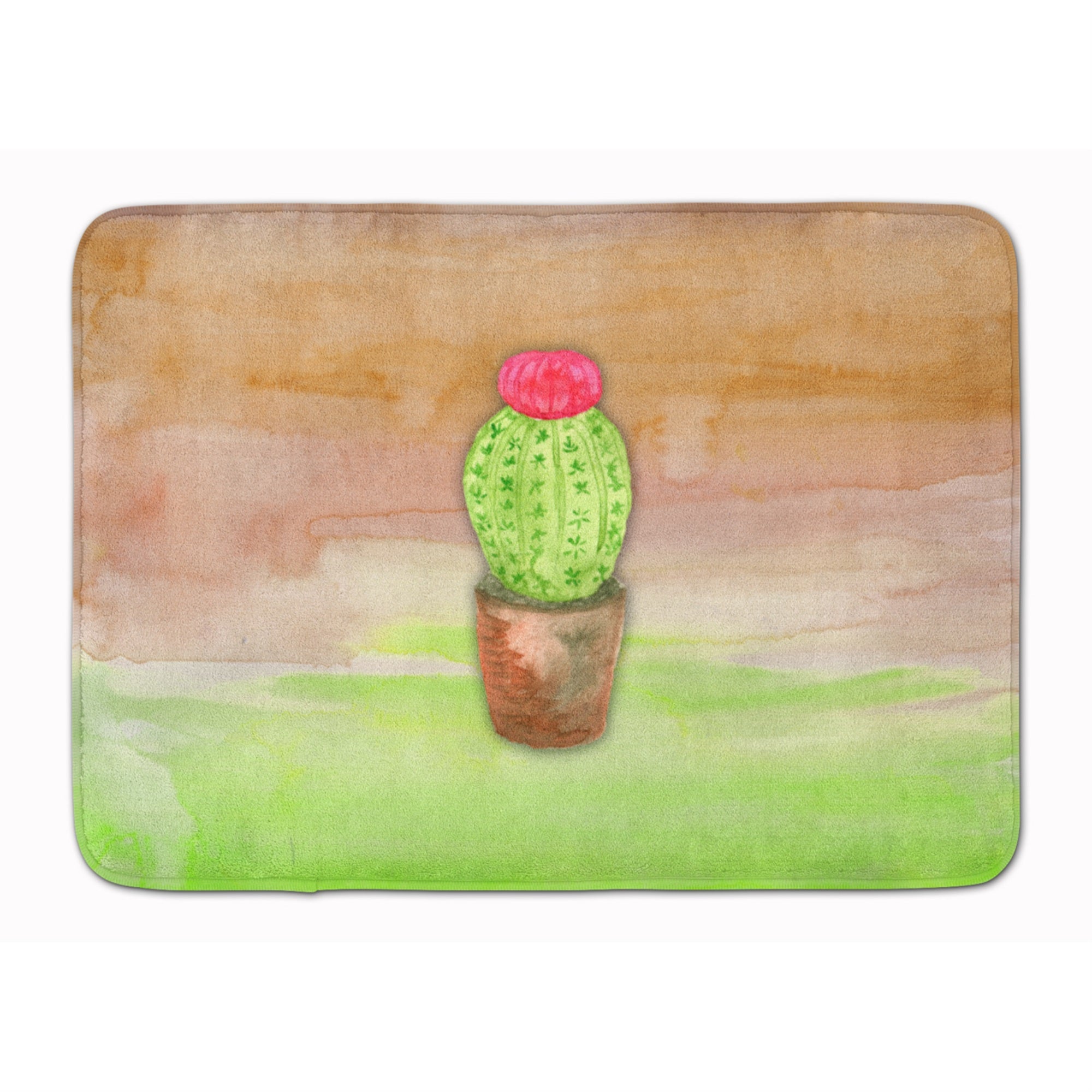 Caroline'S Treasures Cactus Green And Brown Watercolor Floor Mat, 19H X 27W, Multicolor