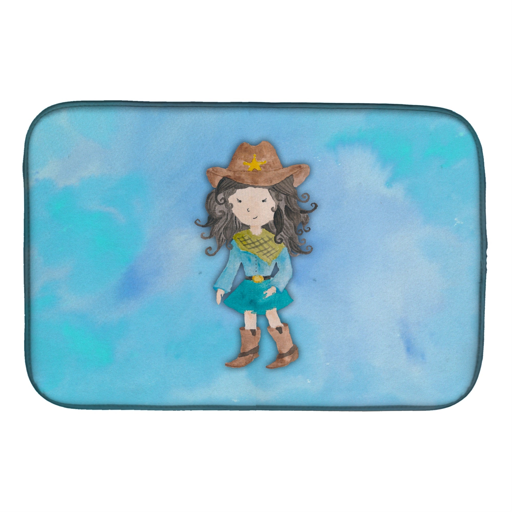 Caroline'S Treasures Cowgirl Watercolor Dish Drying Mat, 14 X 21, Multicolor